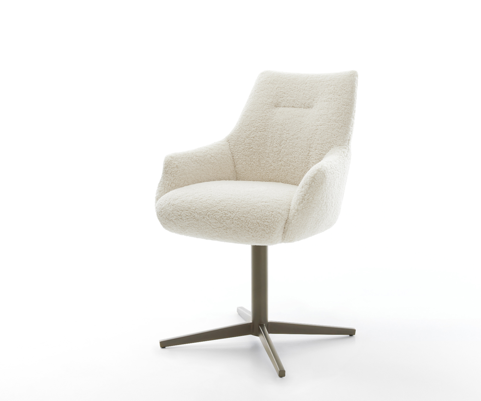 Jídelní židle Alja-Flex s područkami Teddy béžová křížová podnož titanová barva 360° otočný taštičkové pružiny