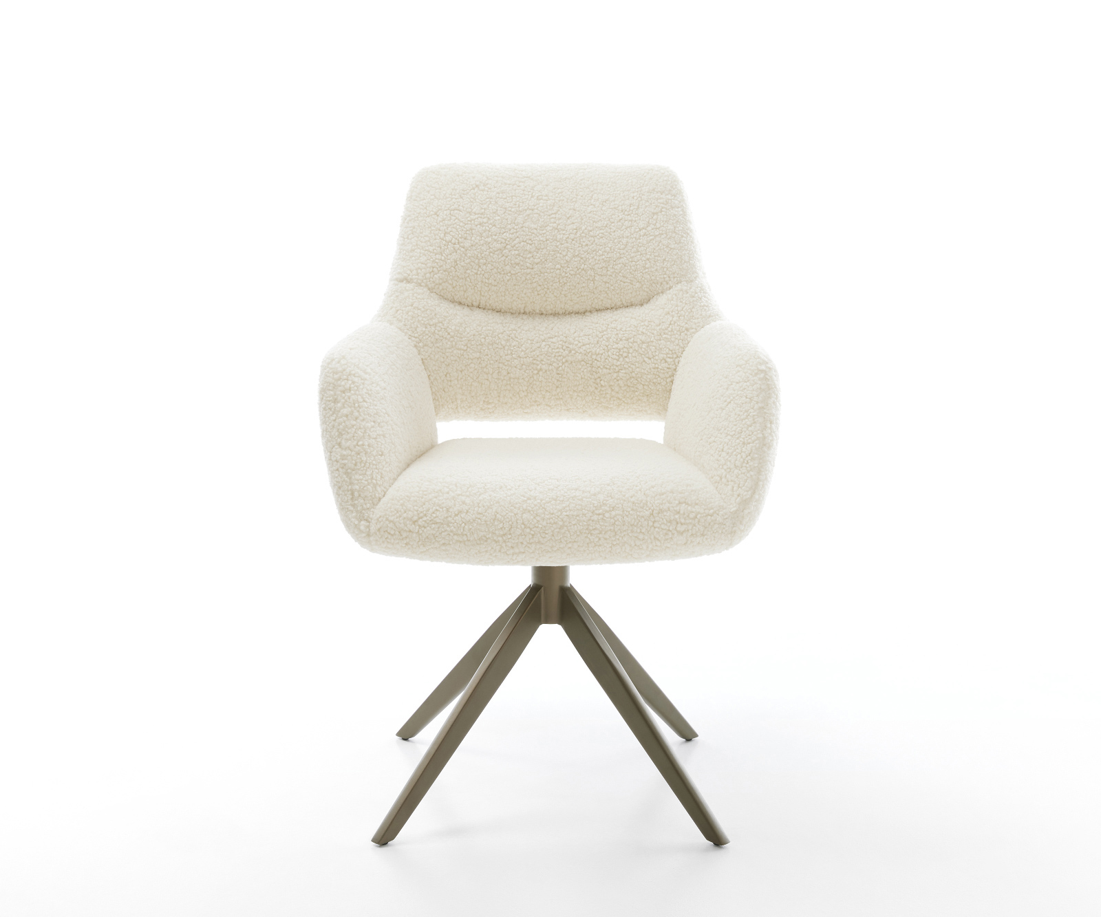 Jídelní židle Yago-Flex s područkami Teddy béžová široká křížová podnož titanová barva 360° otočný houpací funkce taštičkové pružiny - Obrázek 2