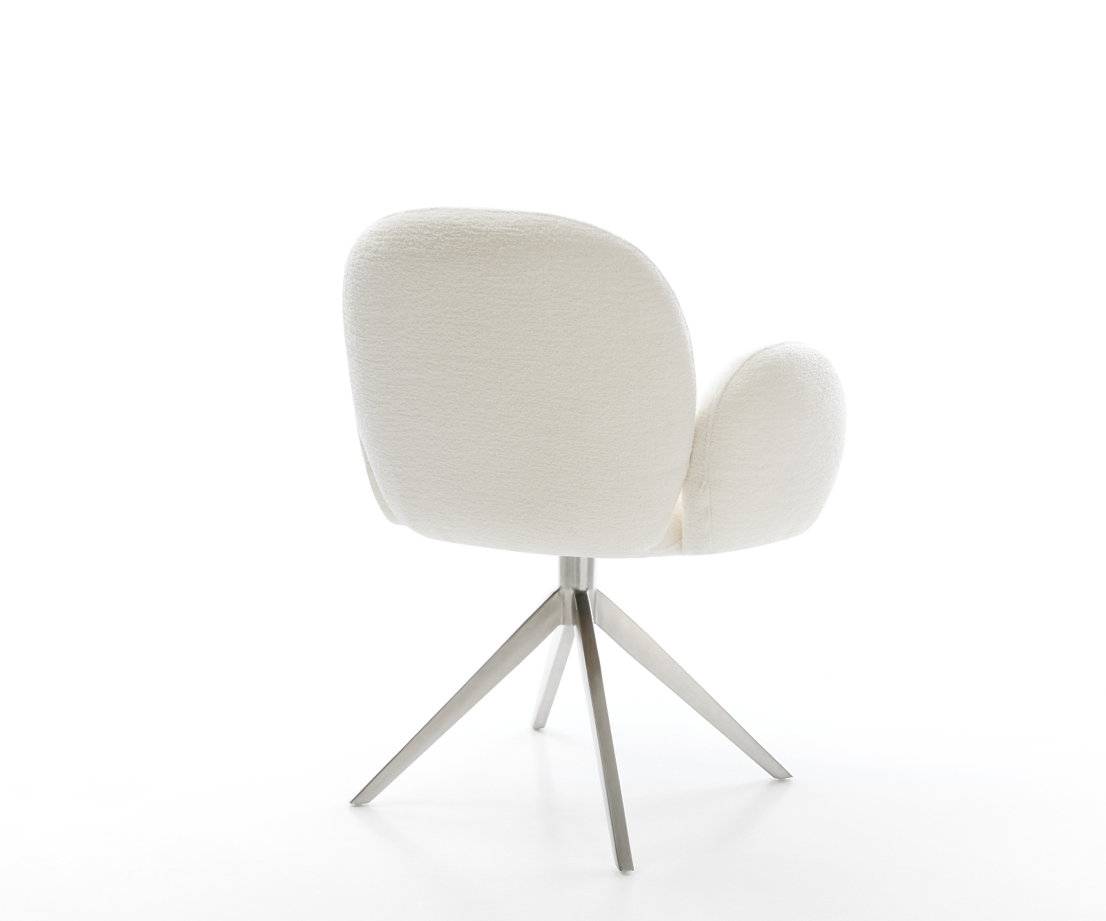 Jídelní židle Nube-Flex s područkami bouclé měkký béžová křížová podnož široká nerezová ocel 360° otočný taštičkové pružiny - Obrázek 4