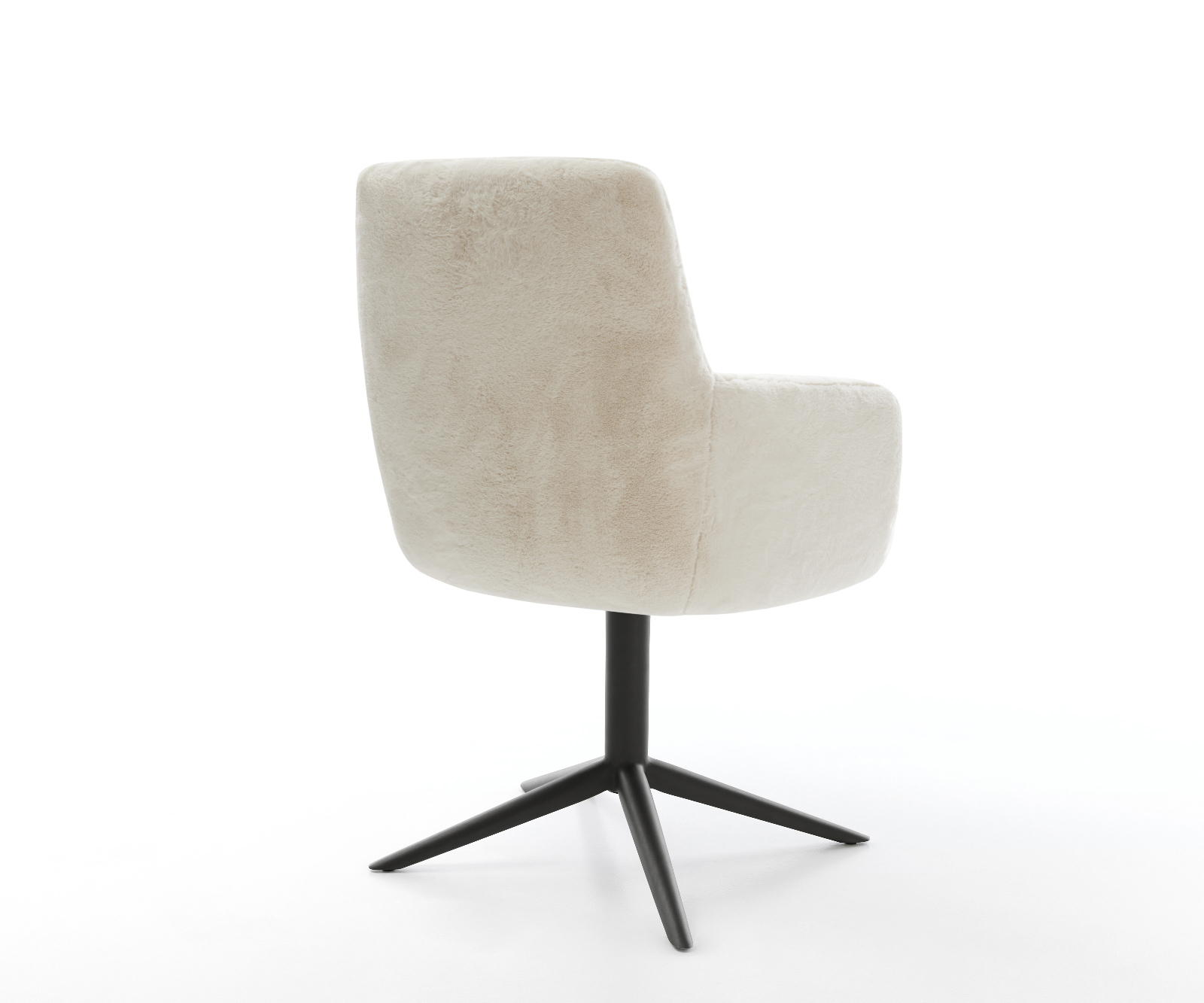 Jídelní židle Heira-Flex s područkami plyšový manšestr krémovo-bílá křížová podnož černá 360° otočný houpací funkce taštičkové pružiny - Obrázek 5