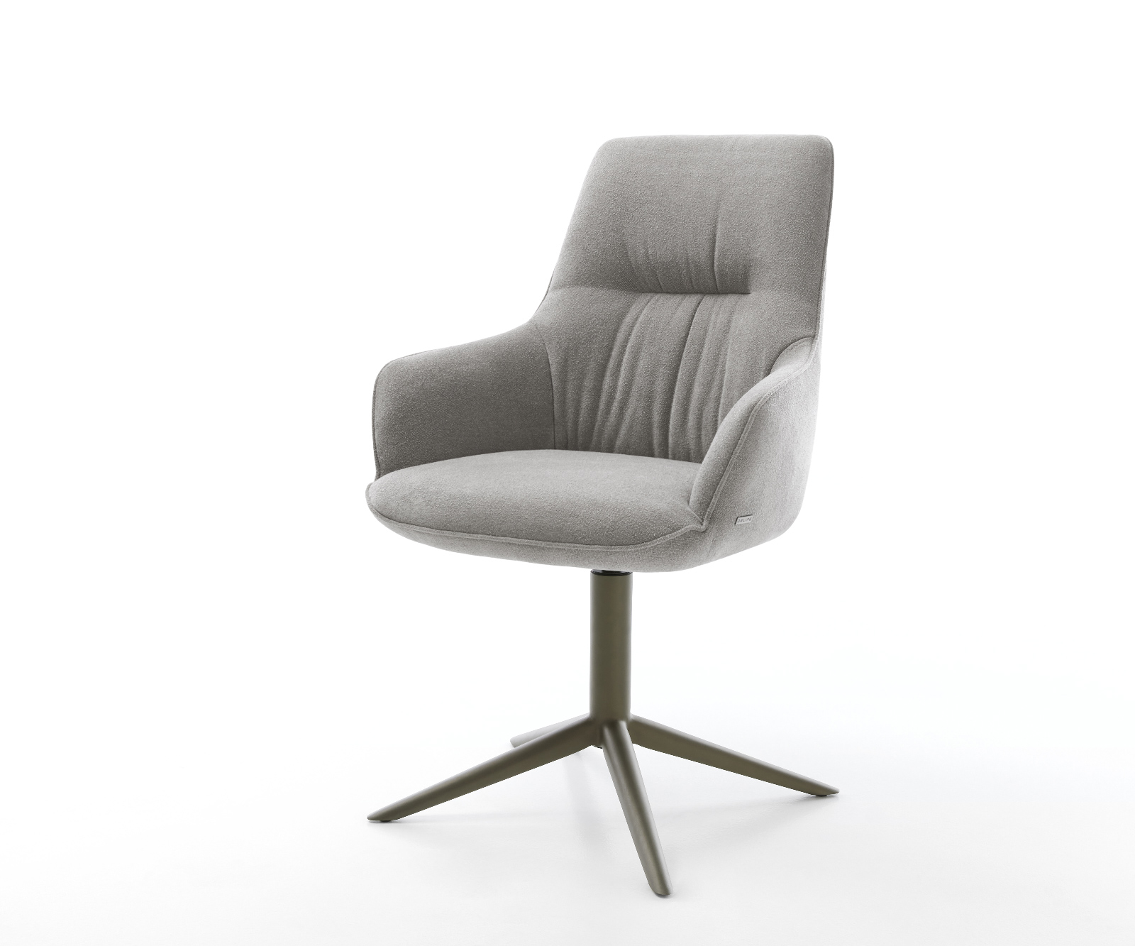 Jídelní židle Zelia-Flex s područkami potahová látka Měkký šedá křížová podnož Titanová barva 360° otočný houpací funkce taštičkové pružiny