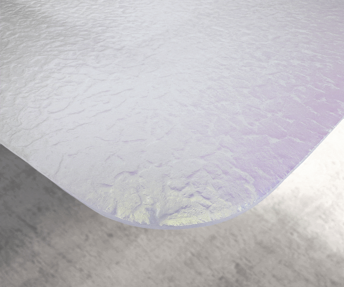 Jídelní stůl Edge oválný 240x120 cm reliéfní sklo perleť 3D design kov šikmý bílý - Obrázek 3