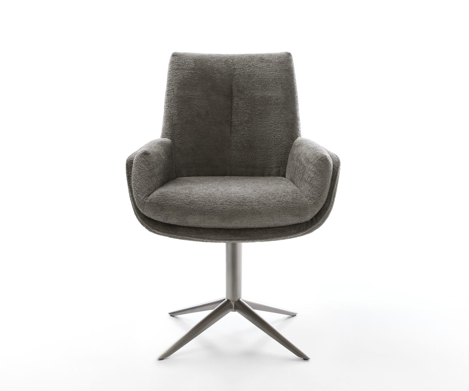 Jídelní židle Clea-Flex bouclé měkký tmavě béžová křížová podnož grafit 360° otočný houpací funkce - Obrázek 2