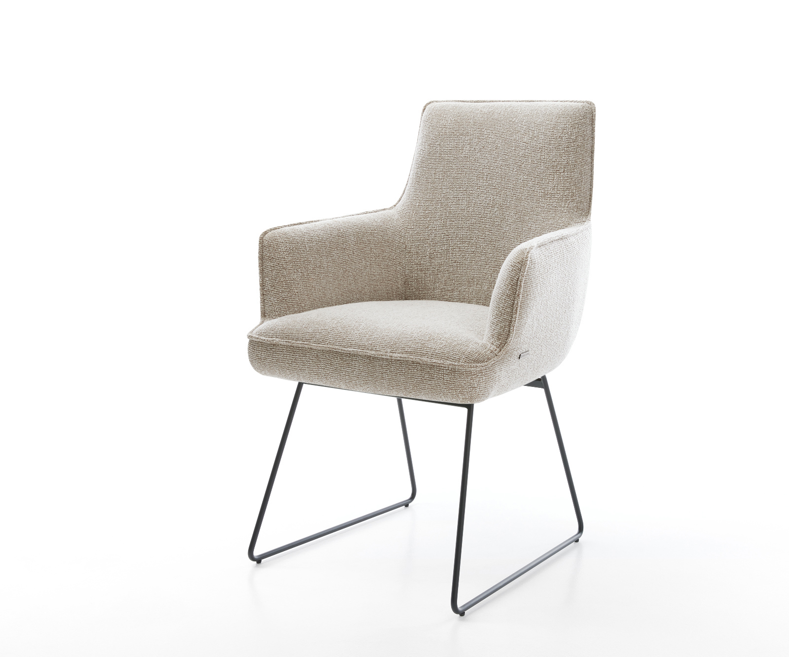 Jídelní židle Heira-Flex s područkami látka Měkký béžová tenká podnož černá taštičkové pružiny