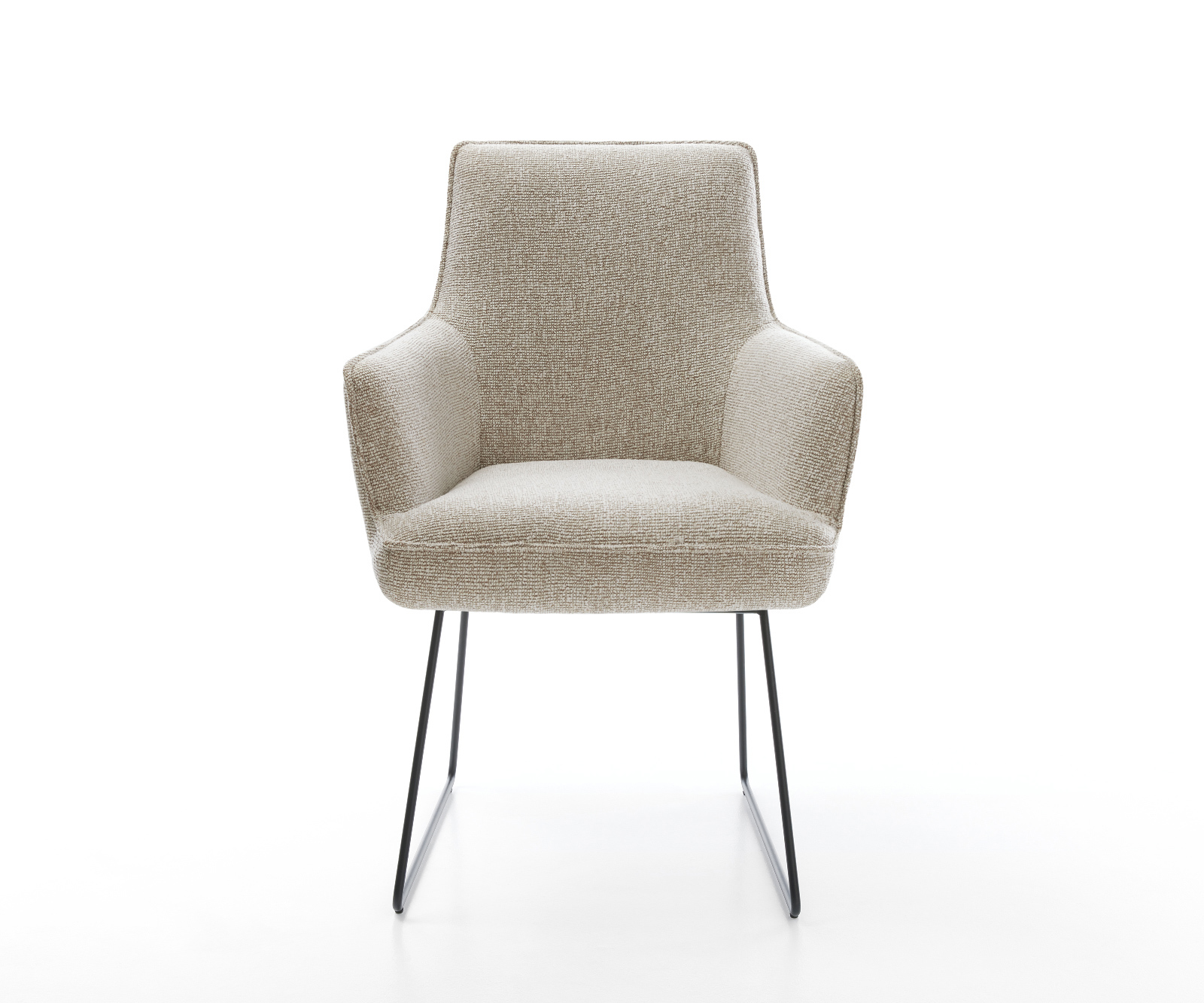 Jídelní židle Heira-Flex s područkami látka Měkký béžová tenká podnož černá taštičkové pružiny - Obrázek 2