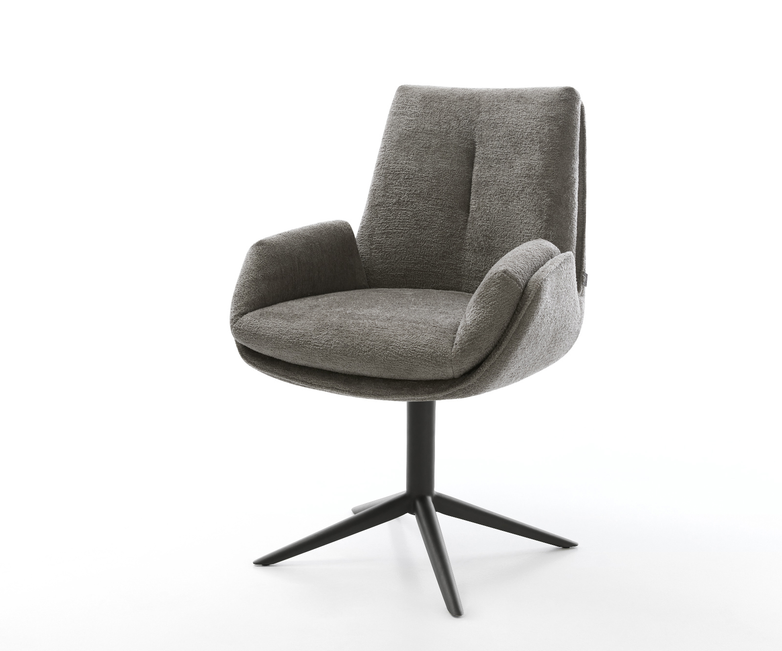 Jídelní židle Clea-Flex bouclé měkký tmavě béžová křížová podnož černá 360° otočný houpací funkce