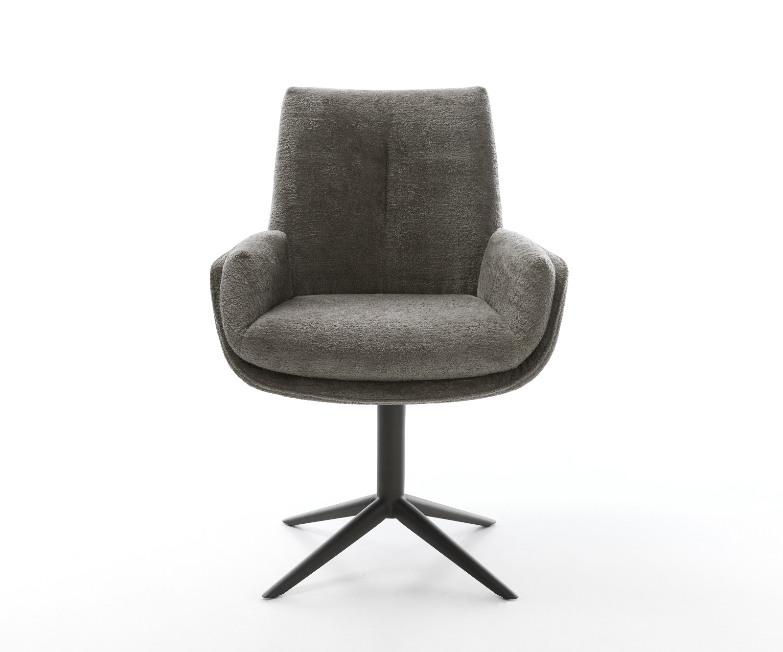 Jídelní židle Clea-Flex bouclé měkký tmavě béžová křížová podnož černá 360° otočný houpací funkce - Obrázek 2