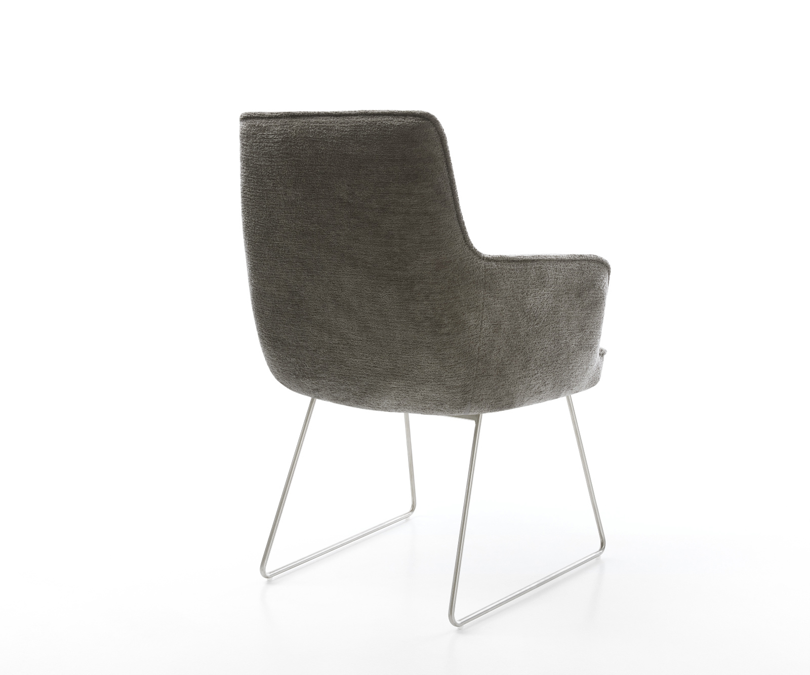 Jídelní židle Heira-Flex s područkami bouclé měkký tmavě béžová tenká podnož nerezová ocel taštičkové pružiny - Obrázek 5