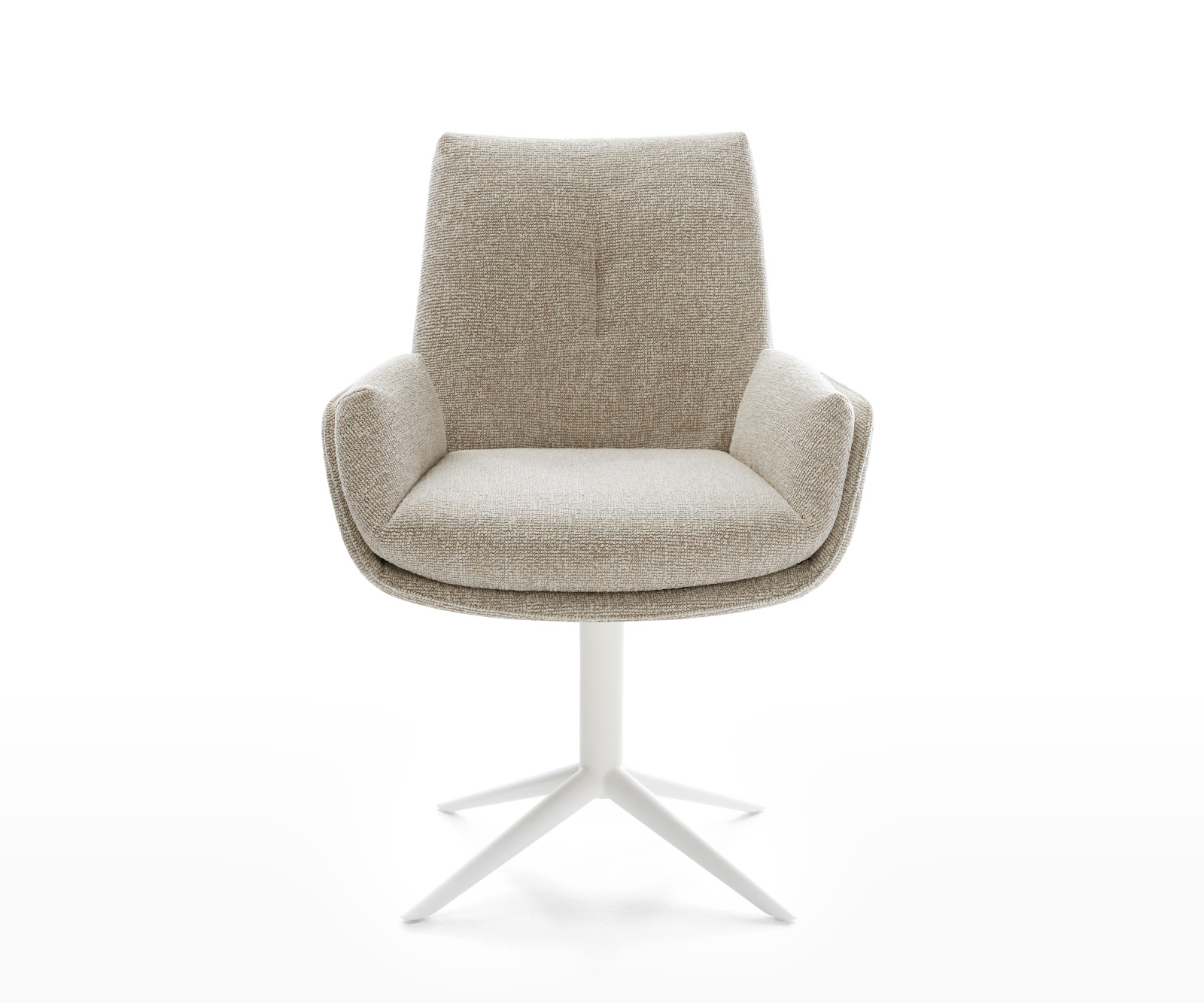 Jídelní židle Clea-Flex látka Měkký béžová křížová podnož bílá 360° otočný houpací funkce - Obrázek 2