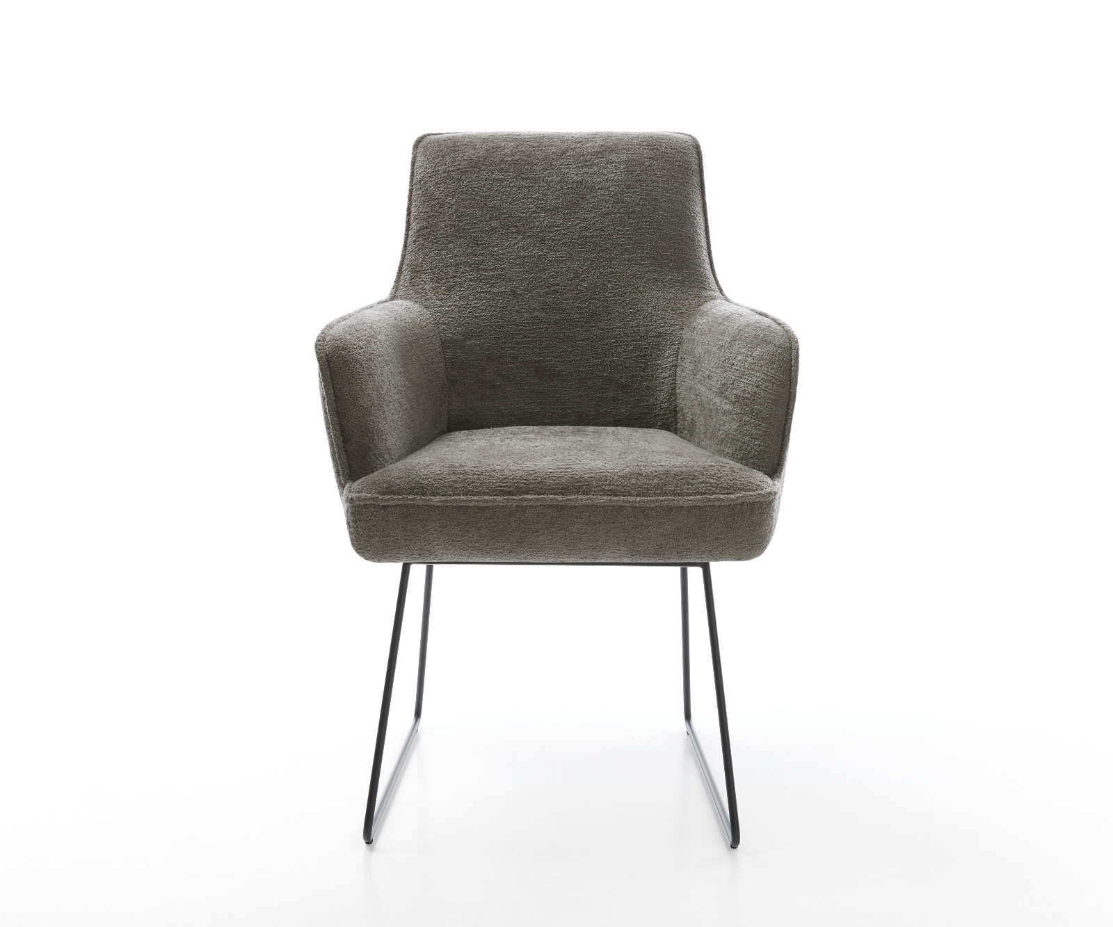 Jídelní židle Heira-Flex s područkami bouclé měkký tmavě béžová tenká podnož černá taštičkové pružiny - Obrázek 2