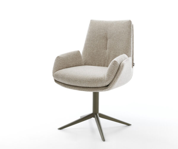 Jídelní židle Clea-Flex látka Měkký béžová křížová podnož Titanová barva 360° otočný houpací funkce