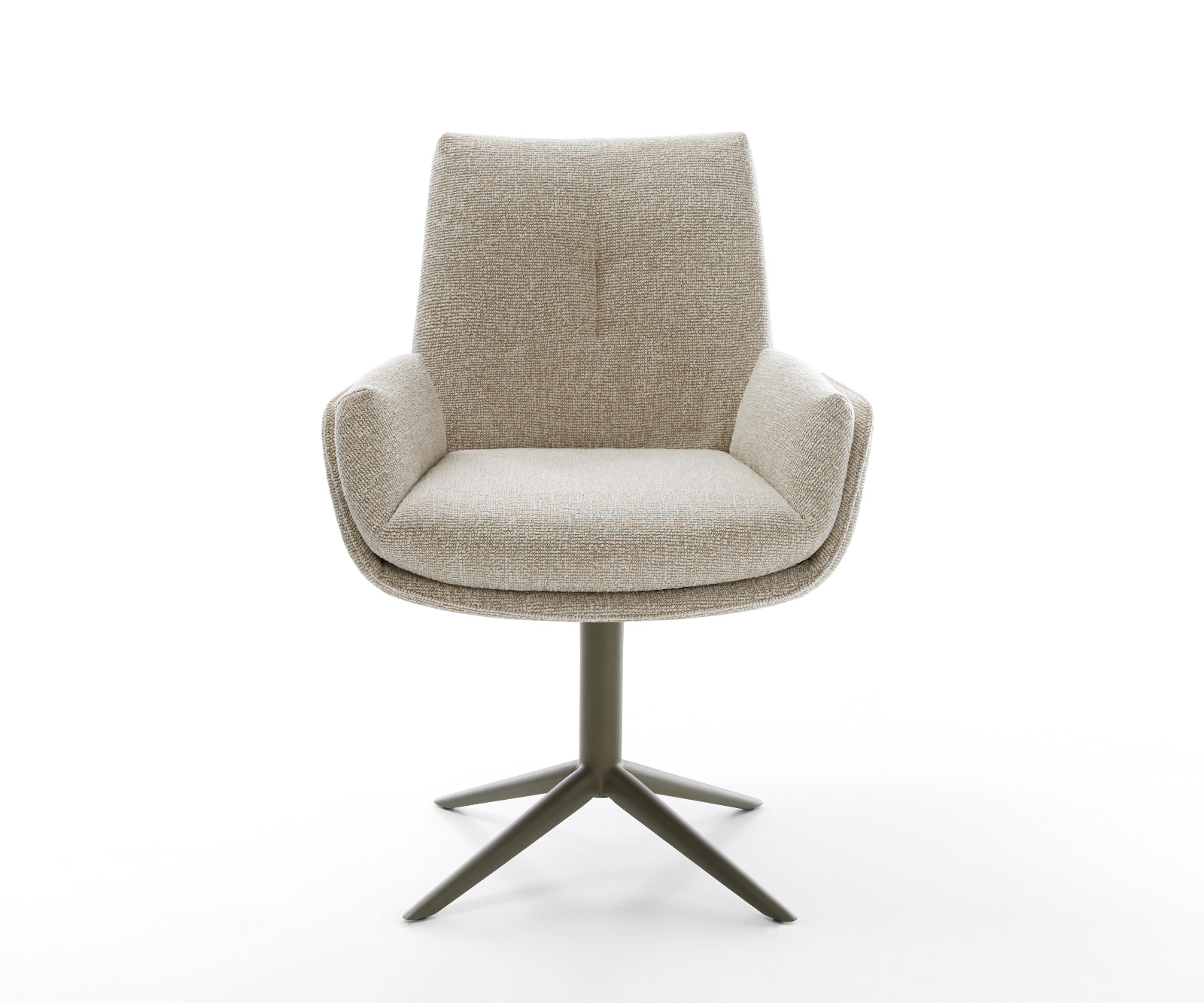 Jídelní židle Clea-Flex látka Měkký béžová křížová podnož Titanová barva 360° otočný houpací funkce - Obrázek 2