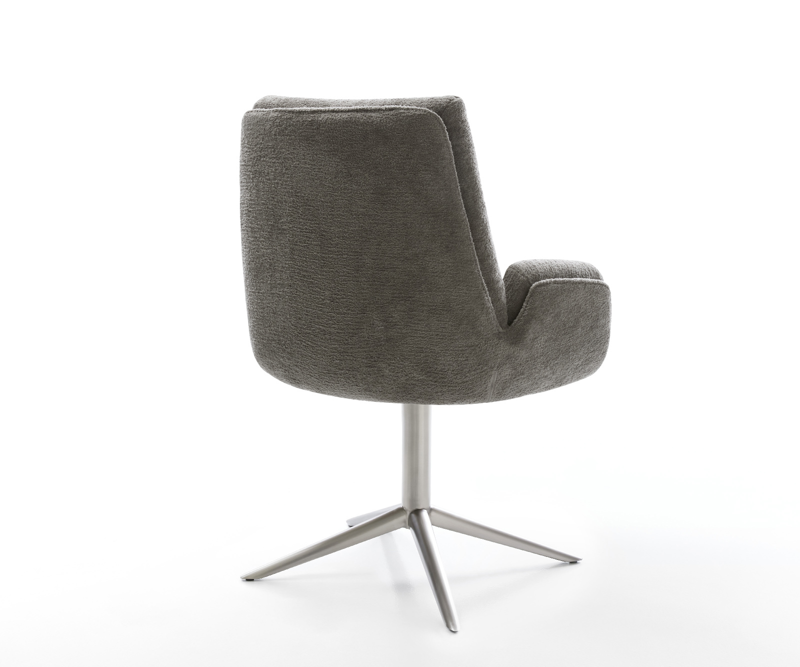 Jídelní židle Clea-Flex bouclé měkký tmavě béžová křížová podnož nerezová ocel 360° otočný houpací funkce - Obrázek 5