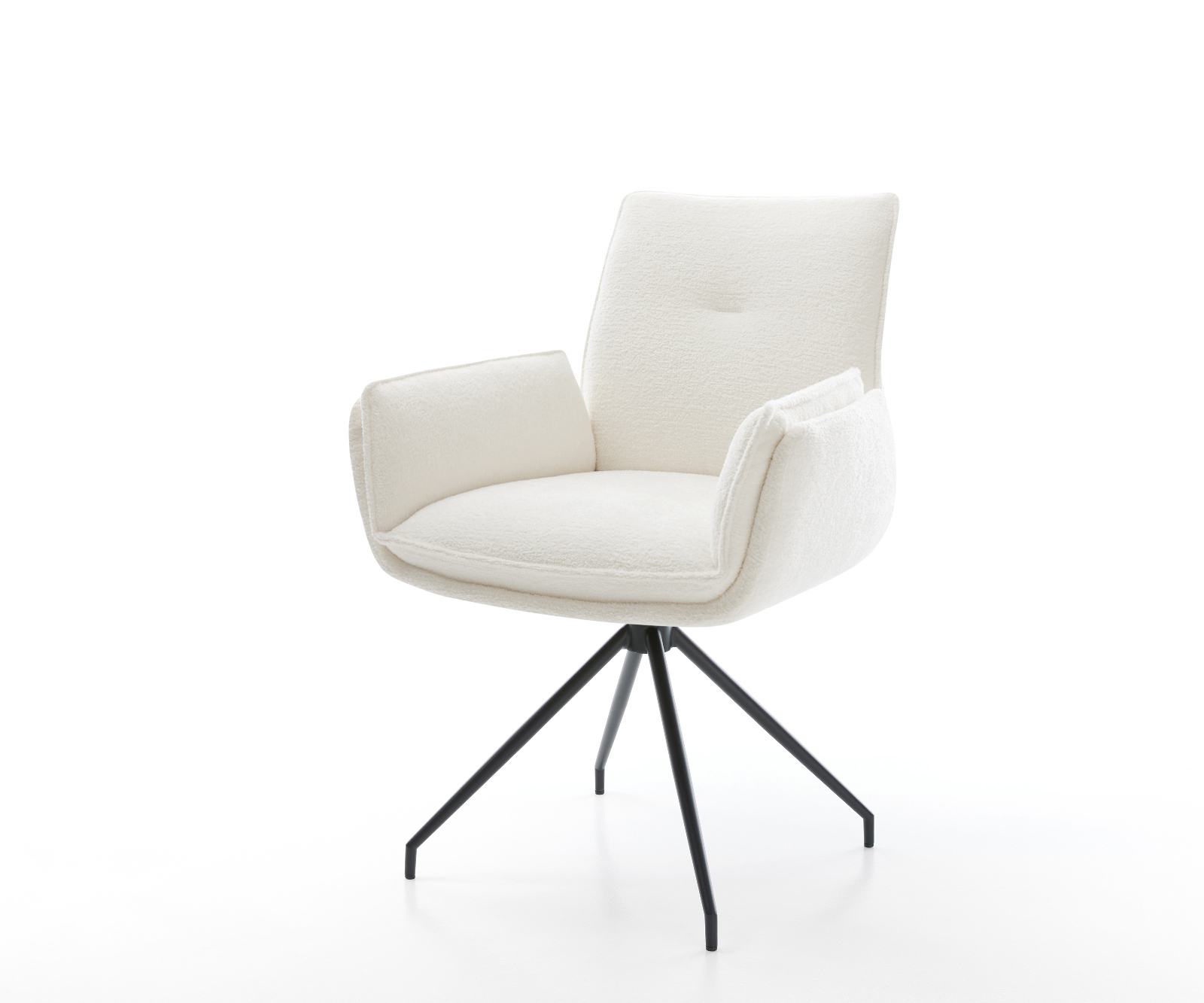 Jídelní židle Nela-Flex bouclé měkký béžová křížová podnož zúžená černá