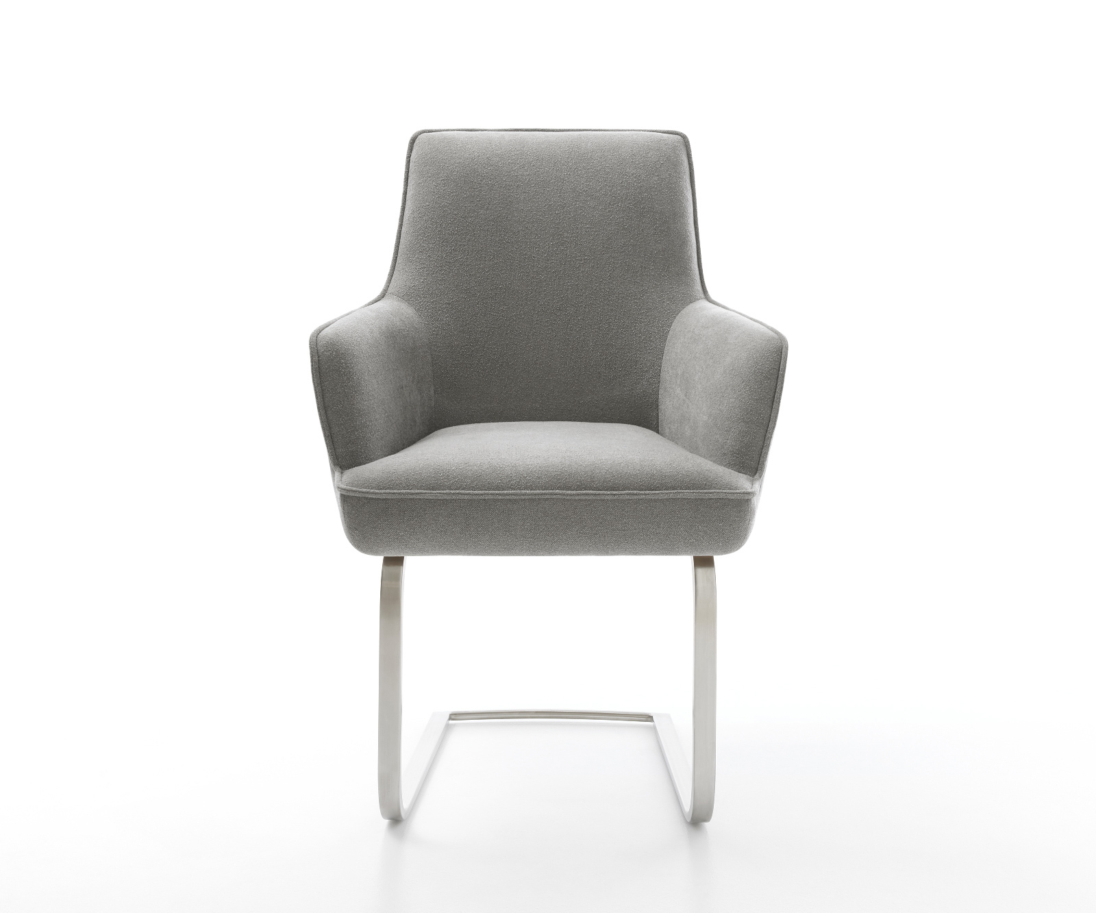 Jídelní židle Heira-Flex s područkami strukturovaná látka Měkký šedá jídelní židle plochá nerezová ocel taštičkové pružiny - Obrázek 2