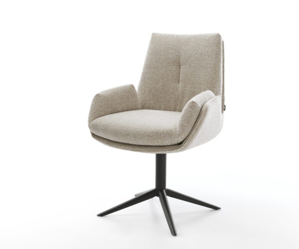 Jídelní židle Clea-Flex látka Měkký béžová křížová podnož černá 360° otočný houpací funkce