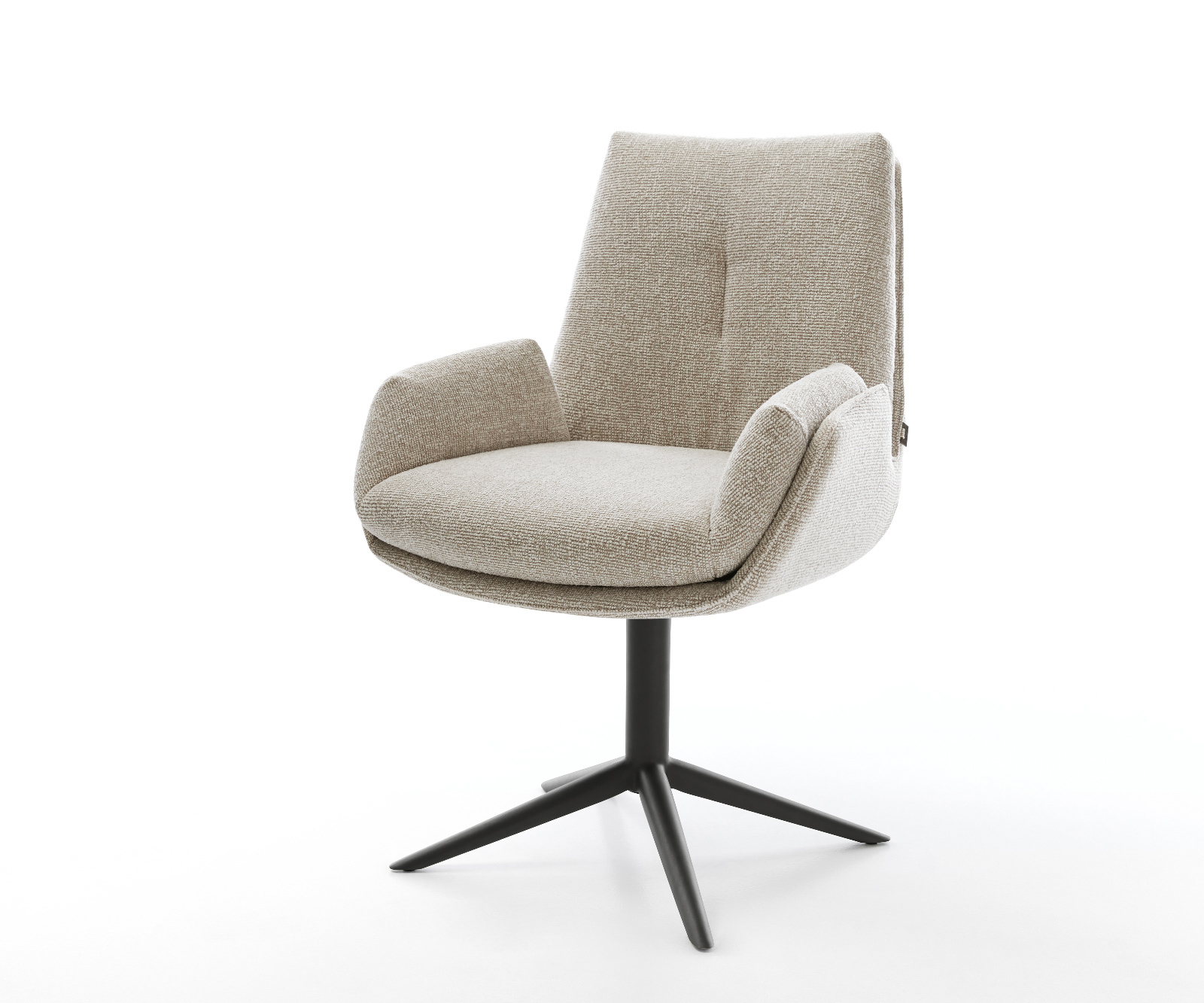 Jídelní židle Clea-Flex látka Měkký béžová křížová podnož černá 360° otočný houpací funkce