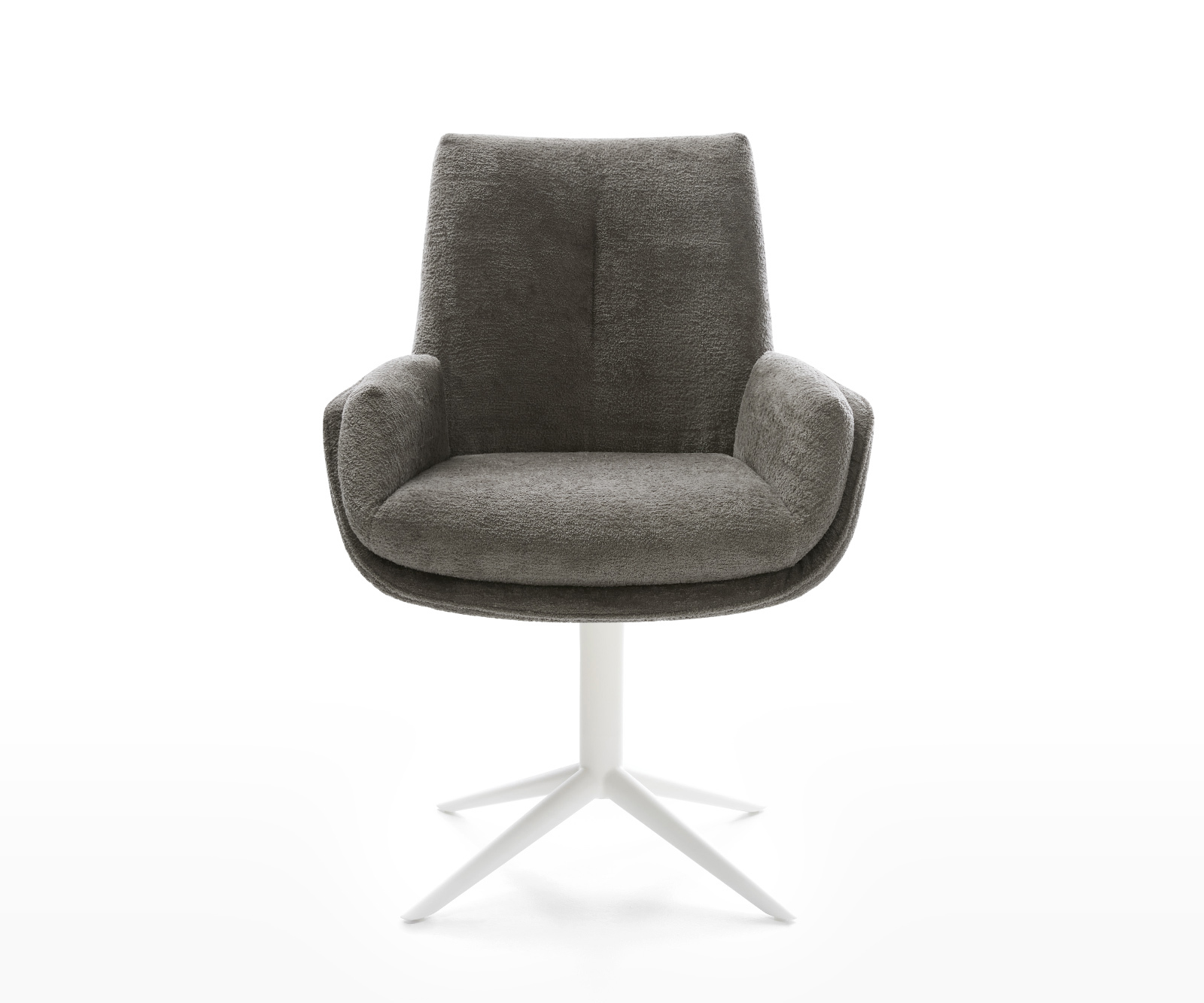 Jídelní židle Clea-Flex bouclé měkký tmavě béžová křížová podnož bílá 360° otočný houpací funkce - Obrázek 2