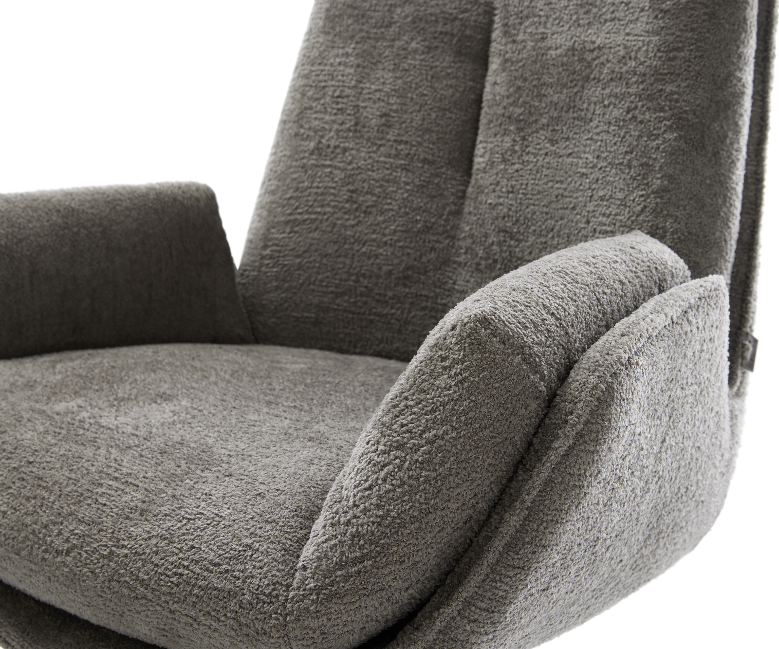 Jídelní židle Clea-Flex bouclé měkký tmavě béžová křížová podnož bílá 360° otočný houpací funkce - Obrázek 4