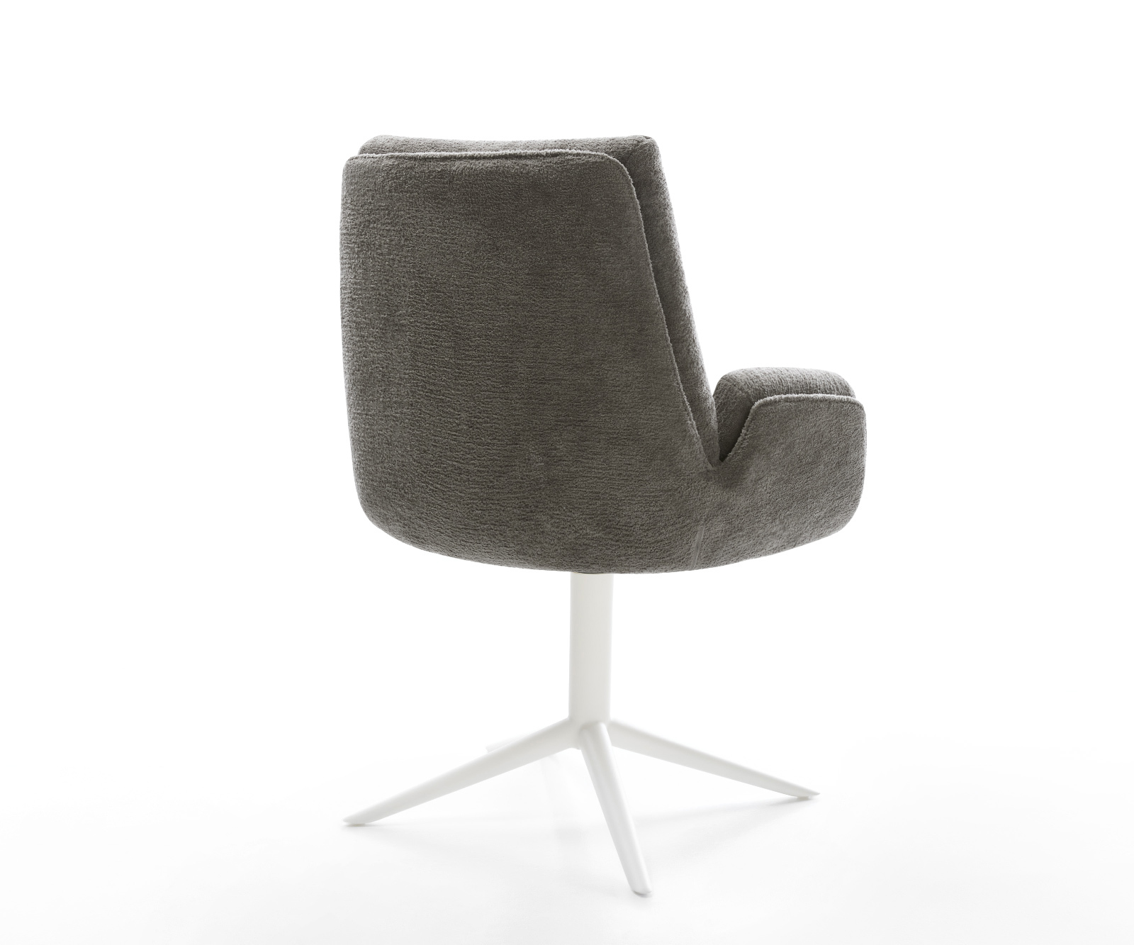 Jídelní židle Clea-Flex bouclé měkký tmavě béžová křížová podnož bílá 360° otočný houpací funkce - Obrázek 5