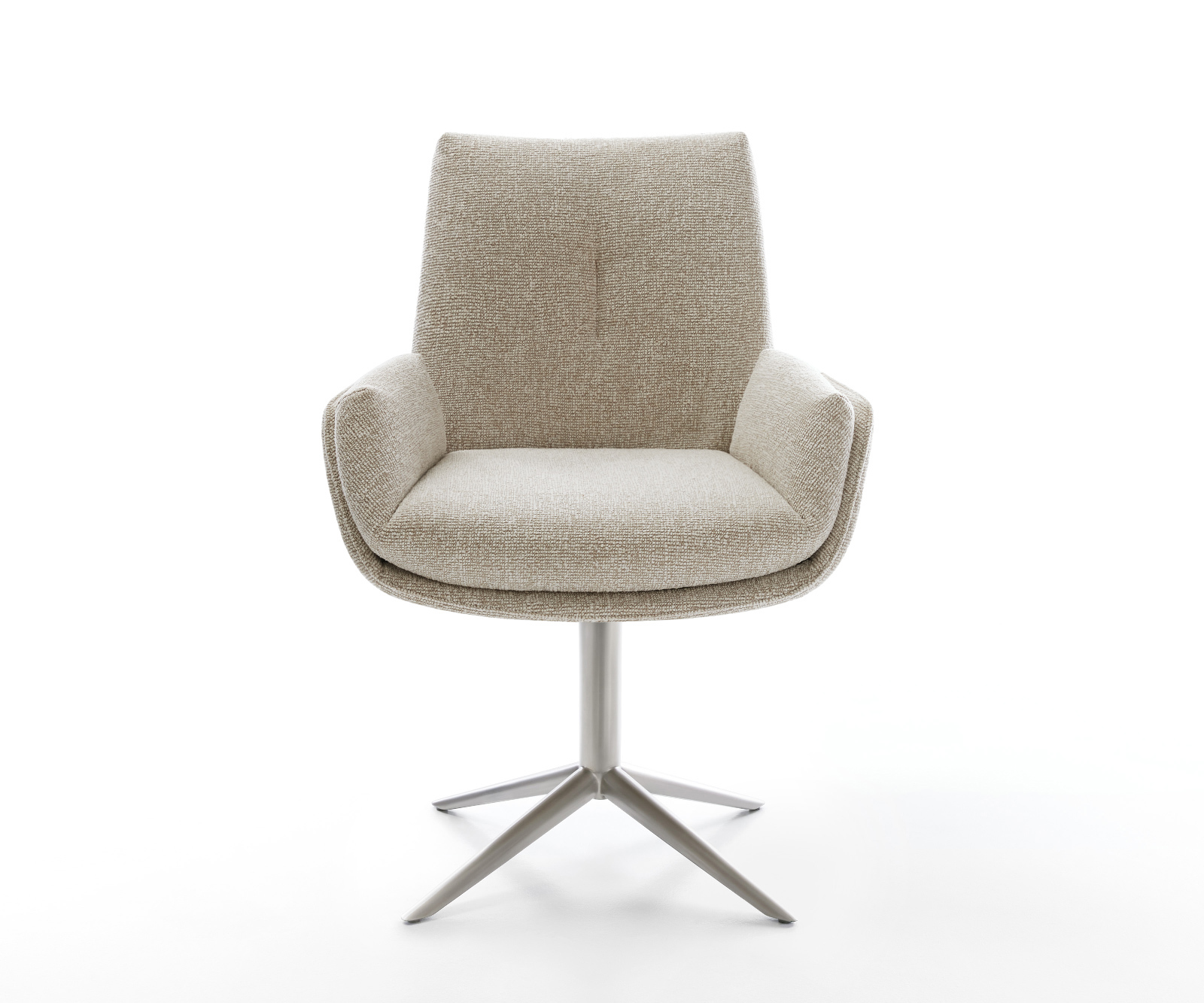 Jídelní židle Clea-Flex látka Měkký béžová křížová podnož nerezová ocel 360° otočný houpací funkce - Obrázek 2