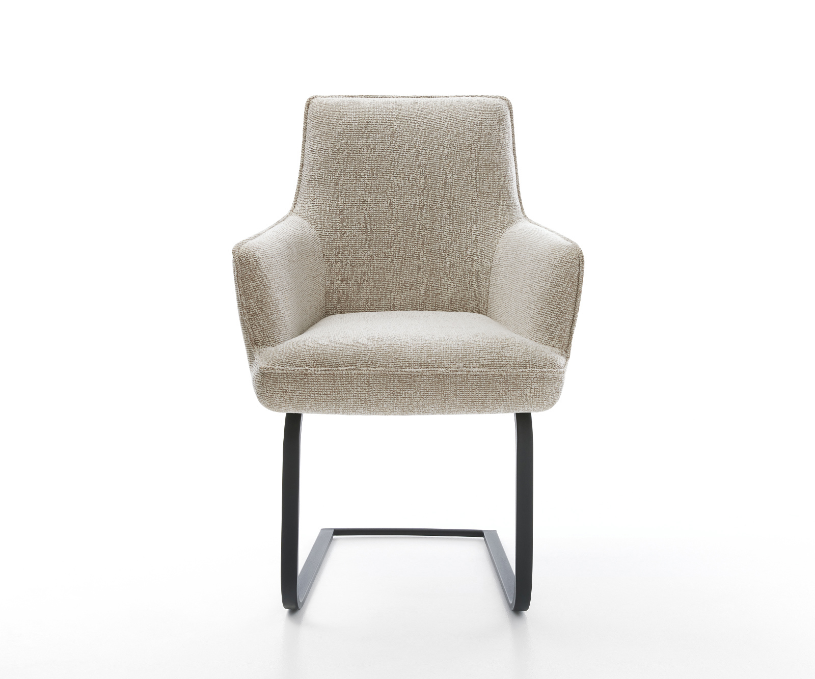 Jídelní židle Heira-Flex s područkami látka Měkký béžová jídelní židle plochá černá taštičkové pružiny - Obrázek 2