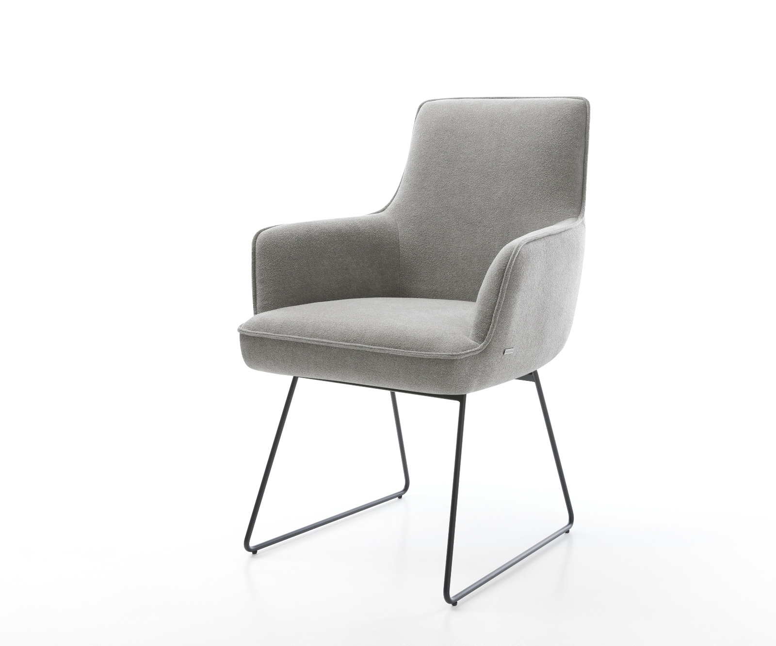 Jídelní židle Heira-Flex s područkami strukturovaná látka Měkký šedá tenká podnož černá taštičkové pružiny