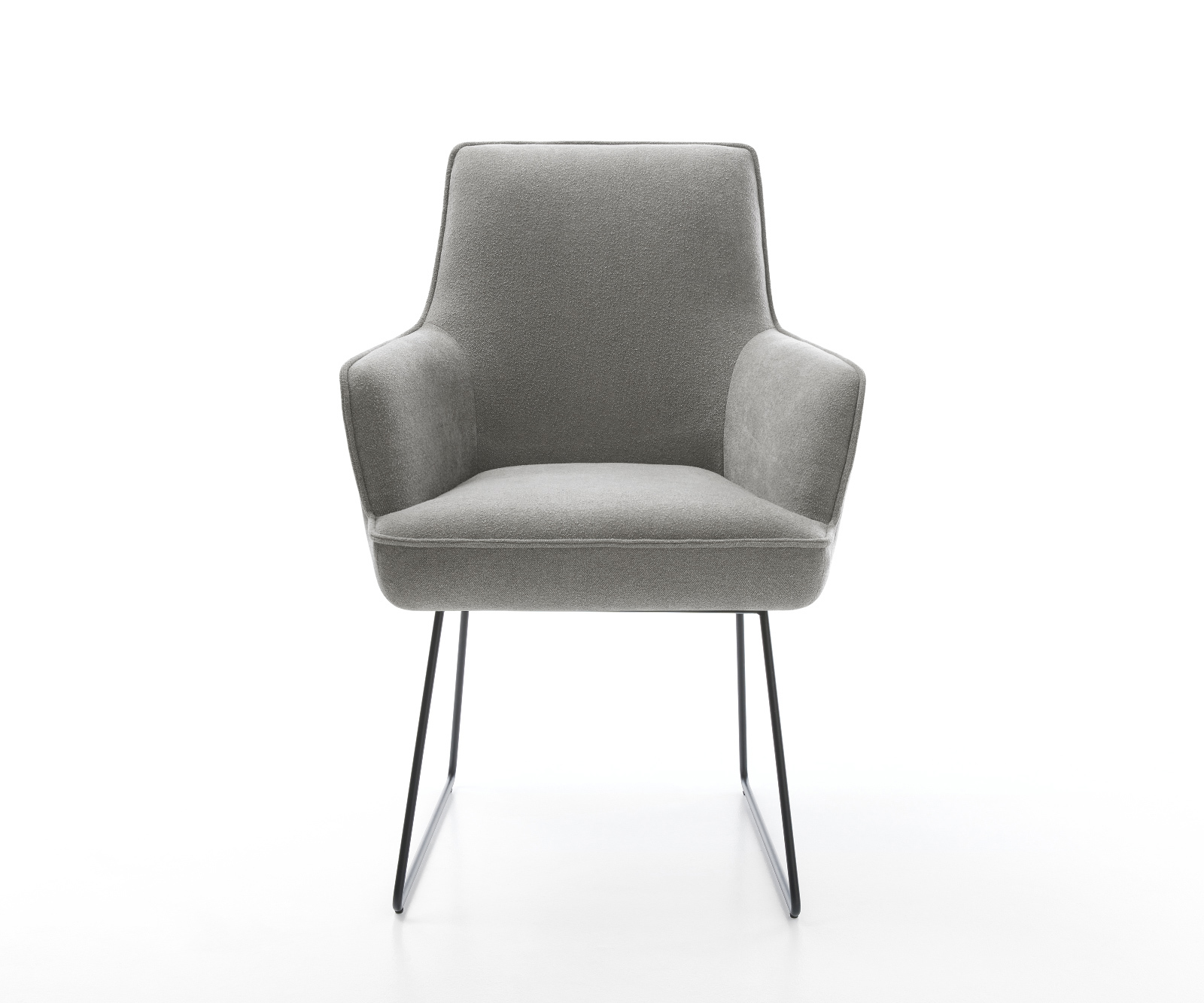 Jídelní židle Heira-Flex s područkami strukturovaná látka Měkký šedá tenká podnož černá taštičkové pružiny - Obrázek 2