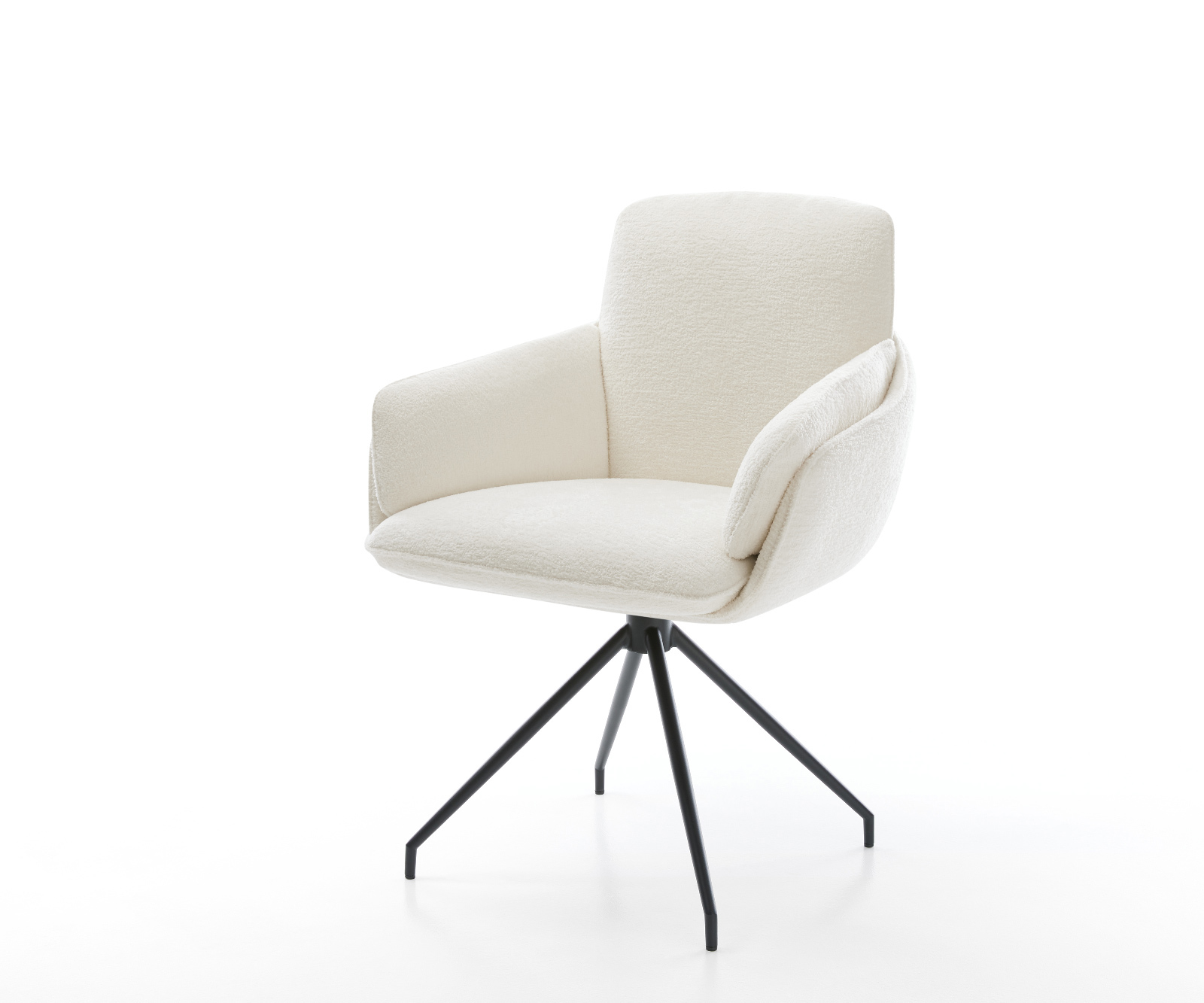 Jídelní židle Luan-Flex s područkami bouclé měkký béžová křížová podnož zúžená černá