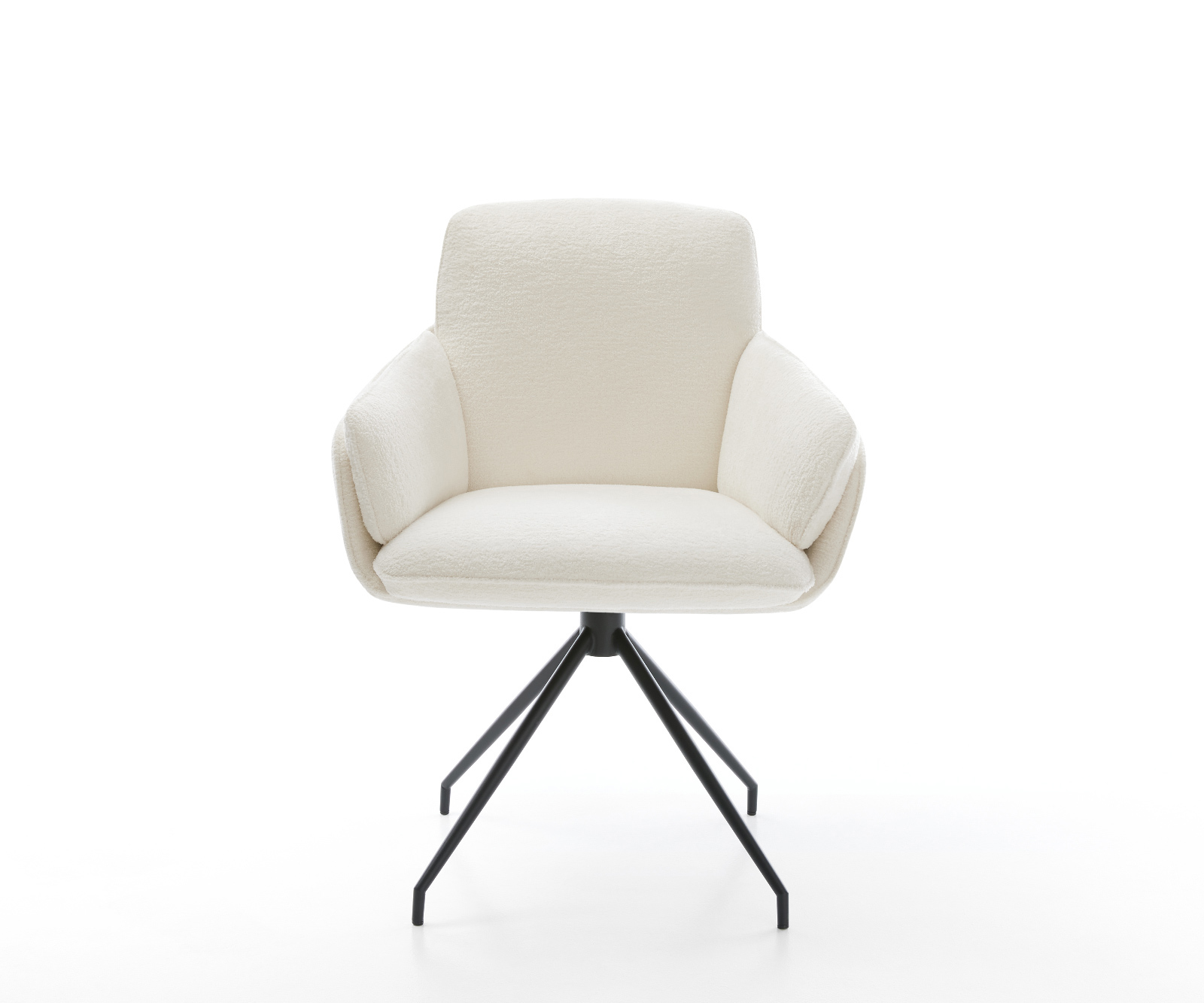 Jídelní židle Luan-Flex s područkami bouclé měkký béžová křížová podnož zúžená černá - Obrázek 2