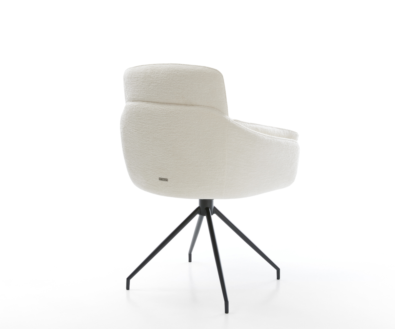 Jídelní židle Luan-Flex s područkami bouclé měkký béžová křížová podnož zúžená černá - Obrázek 5