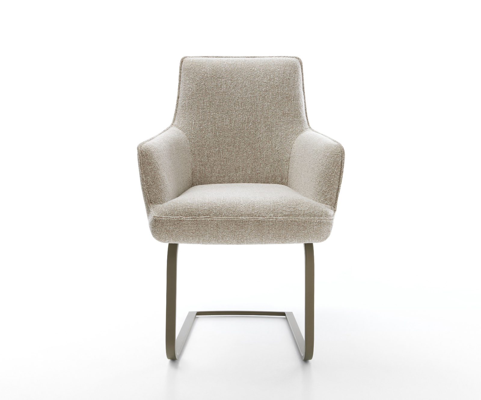 Jídelní židle Heira-Flex s područkami látka Měkký béžová jídelní židle plochá Titanová barva taštičkové pružiny - Obrázek 2