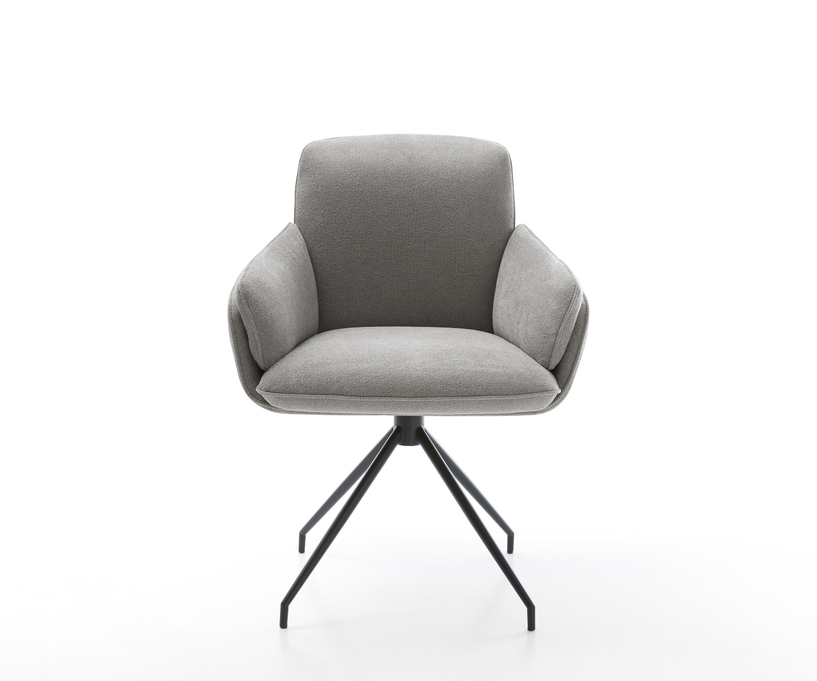 Jídelní židle Luan-Flex s područkami strukturovaná látka Měkký šedá křížová podnož zúžená černá - Obrázek 2