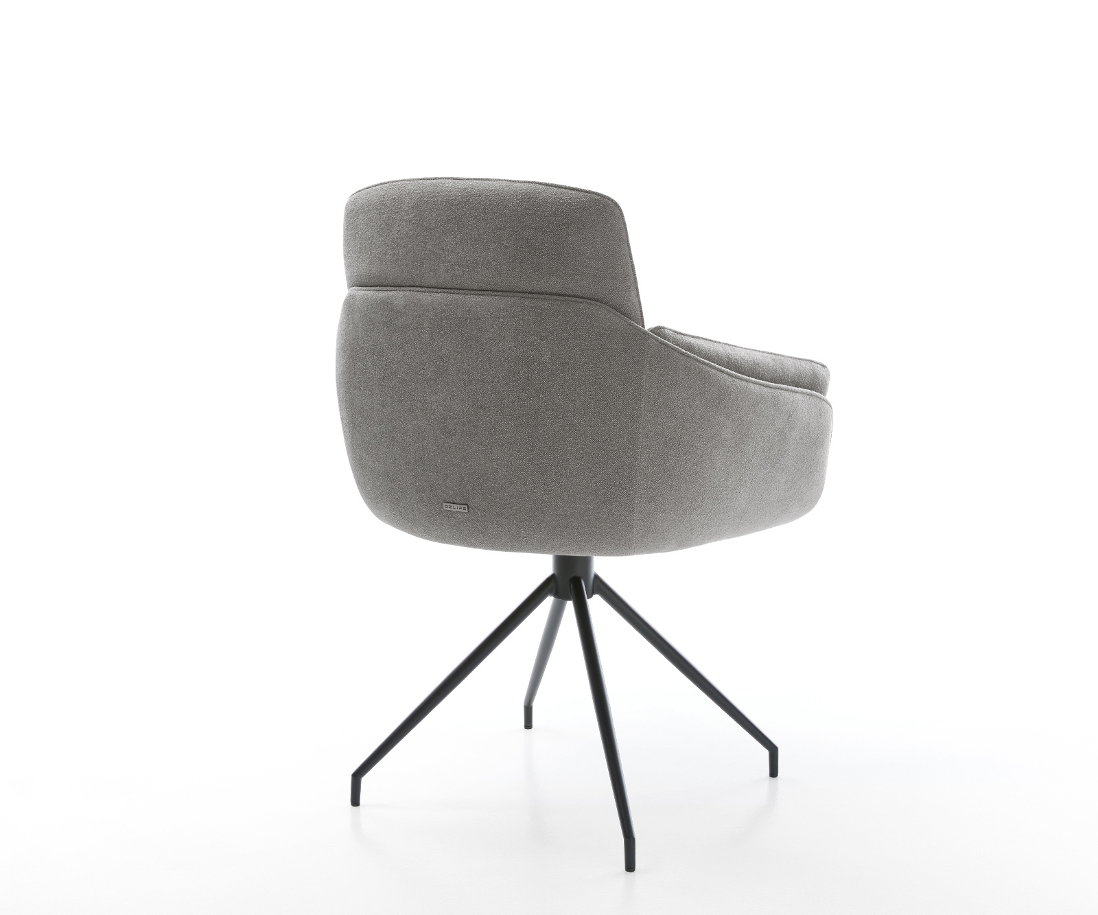 Jídelní židle Luan-Flex s područkami strukturovaná látka Měkký šedá křížová podnož zúžená černá - Obrázek 5