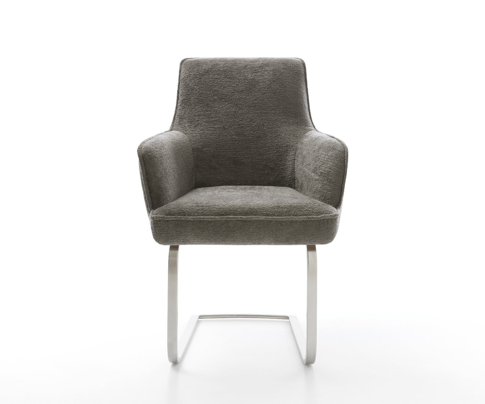 Jídelní židle Heira-Flex s područkami bouclé měkký tmavě béžová jídelní židle plochá nerezová ocel taštičkové pružiny - Obrázek 2