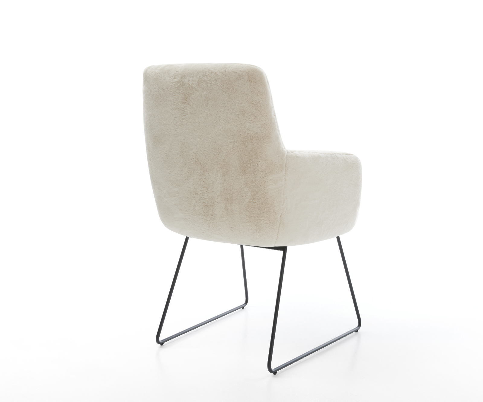 Jídelní židle Heira-Flex s područkami plyšový manšestr krémovo-bílá tenká podnož černá taštičkové pružiny - Obrázek 5