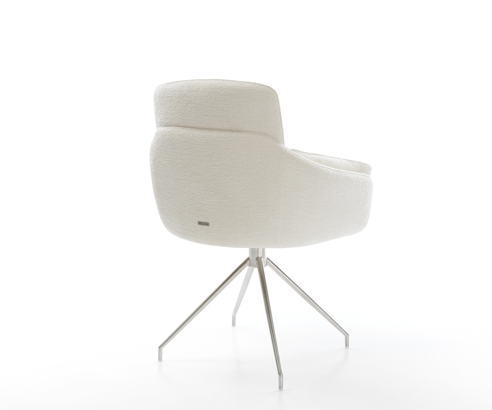 Jídelní židle Luan-Flex s područkami bouclé měkký béžová křížová podnož z nerezové oceli - Obrázek 5