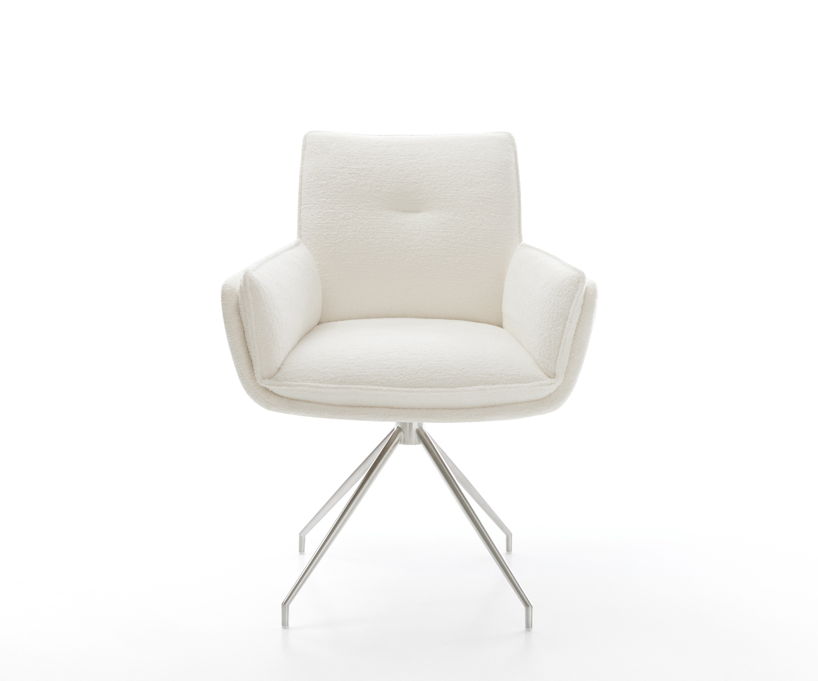 Jídelní židle Nela-Flex bouclé měkký béžová křížová podnož zúžená nerezová ocel - Obrázek 2