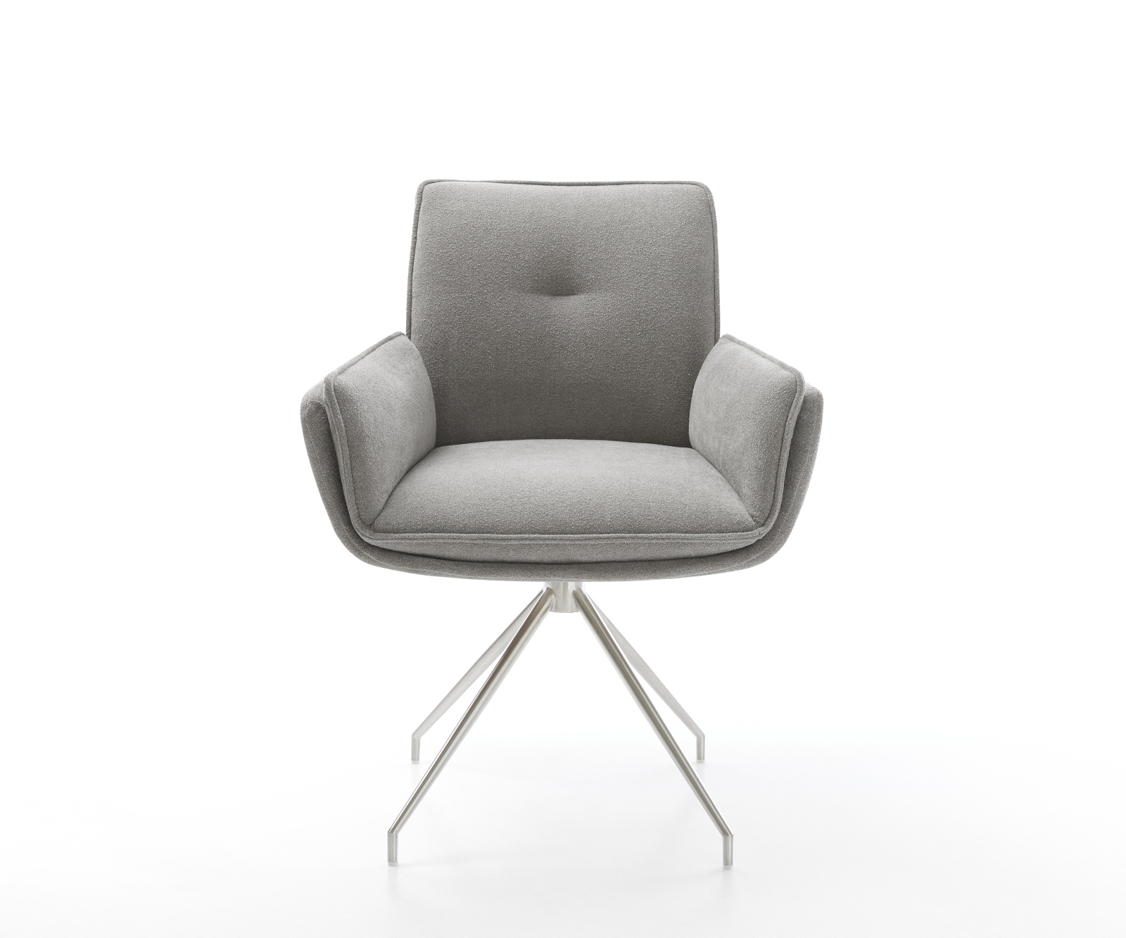 Jídelní židle Nela-Flex látka Měkký šedá křížová podnož zúžená nerezová ocel - Obrázek 2