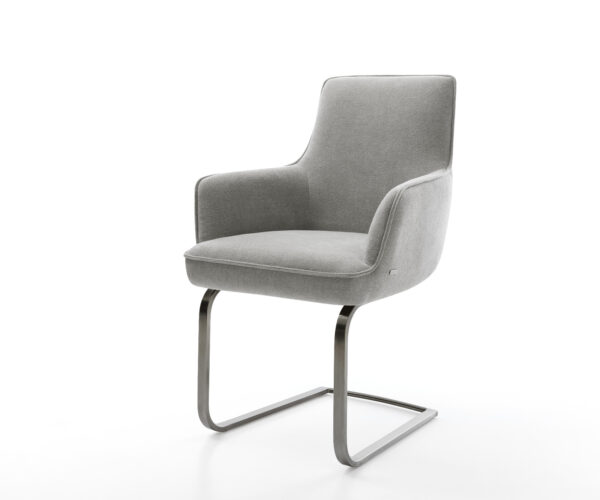 Jídelní židle Heira-Flex s područkami strukturovaná látka Měkký šedá jídelní židle plochá grafit taštičkové pružiny