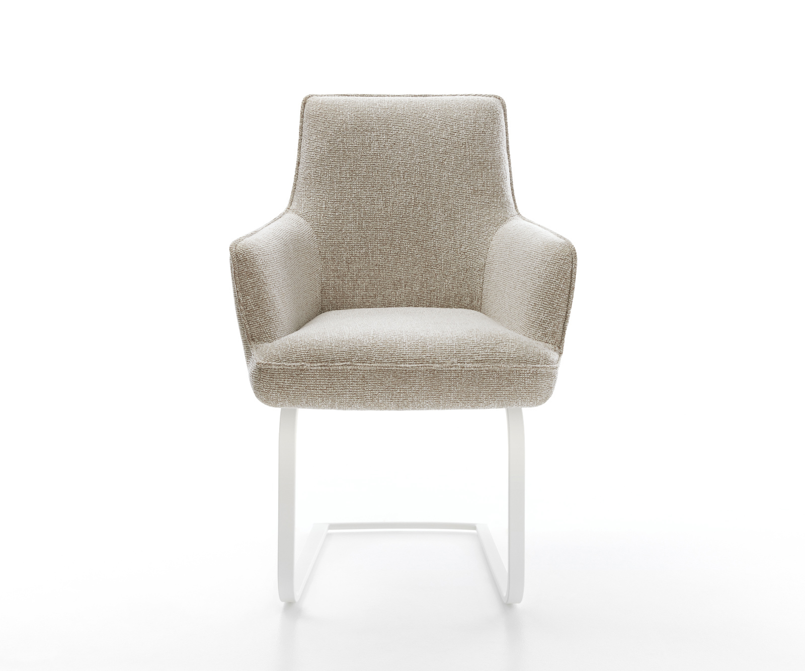 Jídelní židle Heira-Flex s područkami látka Měkký béžová jídelní židle plochá bílá taštičkové pružiny - Obrázek 2