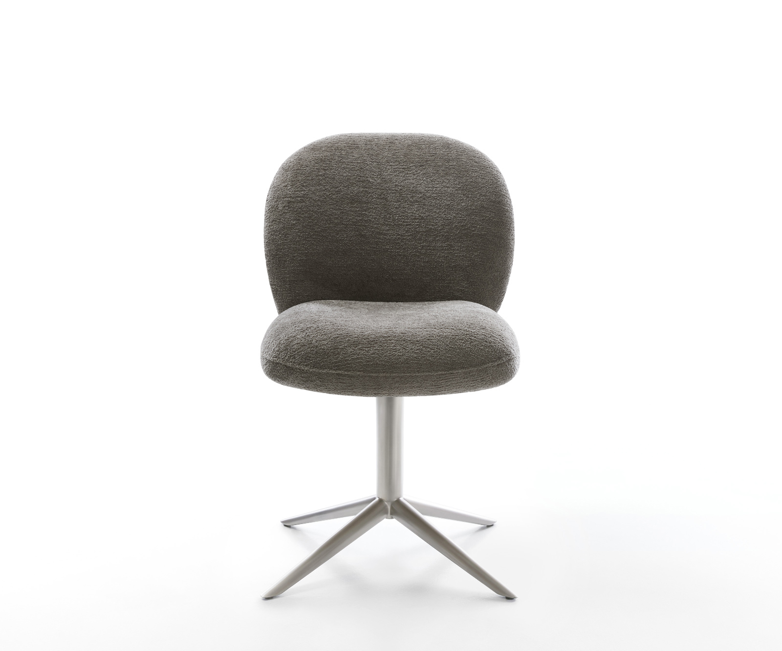 Jídelní židle Nube-Flex bouclé měkký tmavě béžová křížová podnož nerezová ocel 360° otočný houpací funkce taštičkové pružiny - Obrázek 2