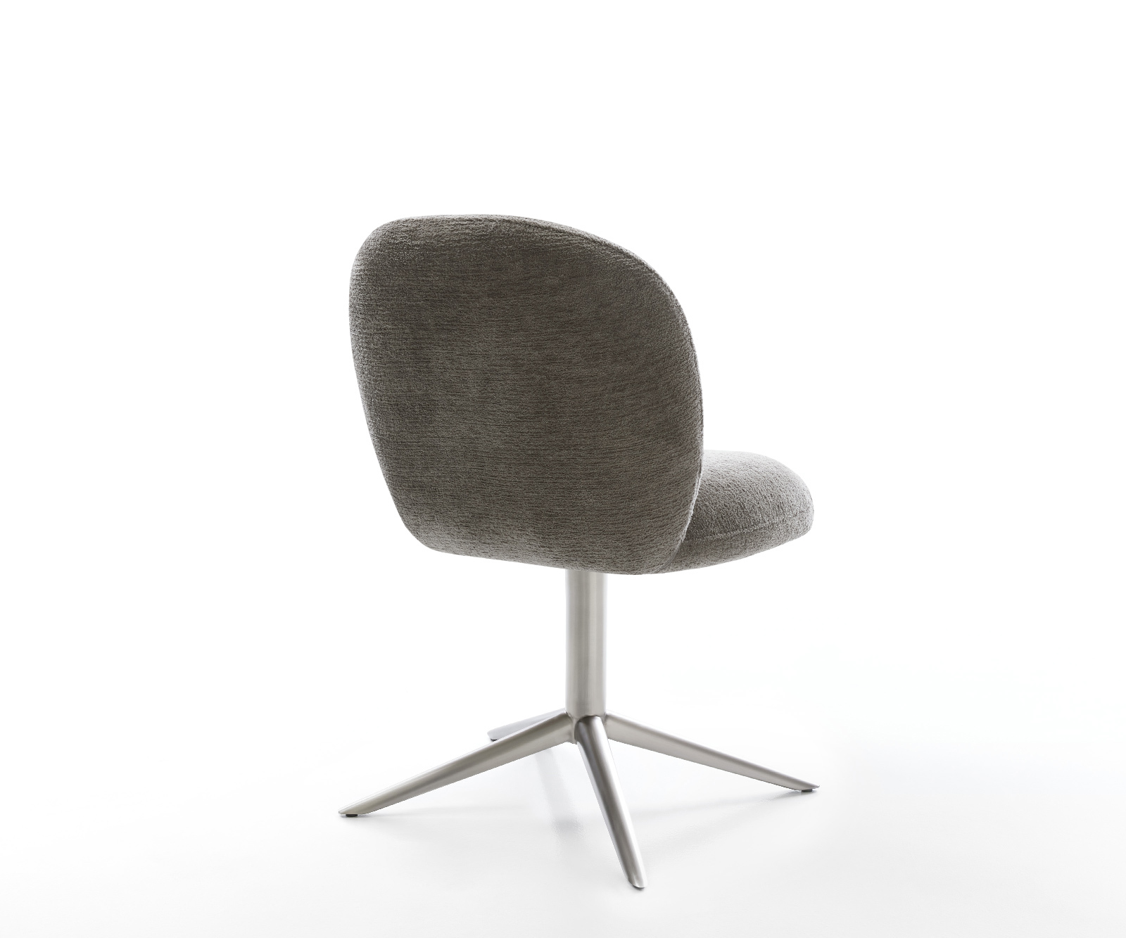 Jídelní židle Nube-Flex bouclé měkký tmavě béžová křížová podnož nerezová ocel 360° otočný houpací funkce taštičkové pružiny - Obrázek 5