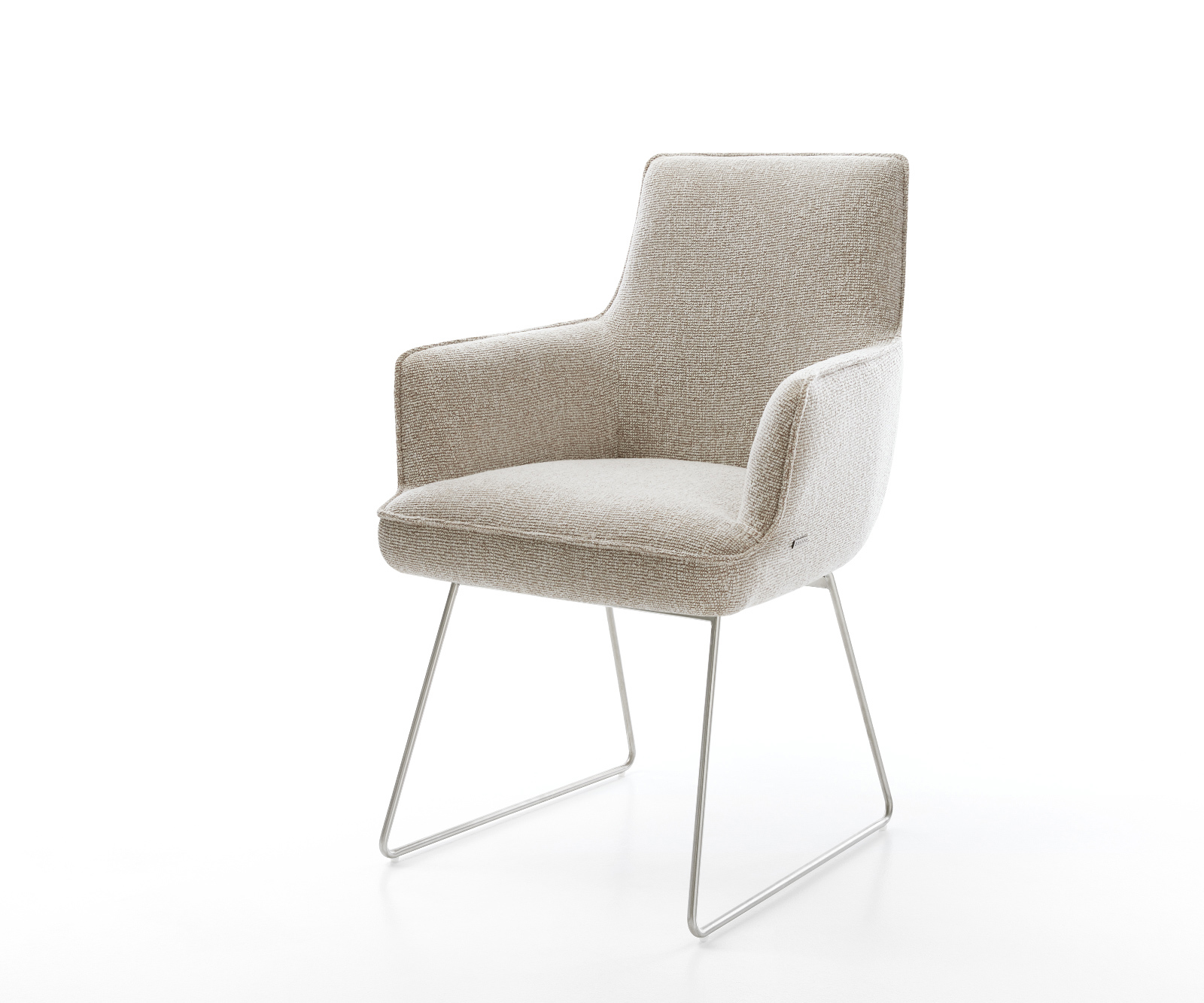 Jídelní židle Heira-Flex s područkami látka Měkký béžová tenká podnož nerezová ocel taštičkové pružiny