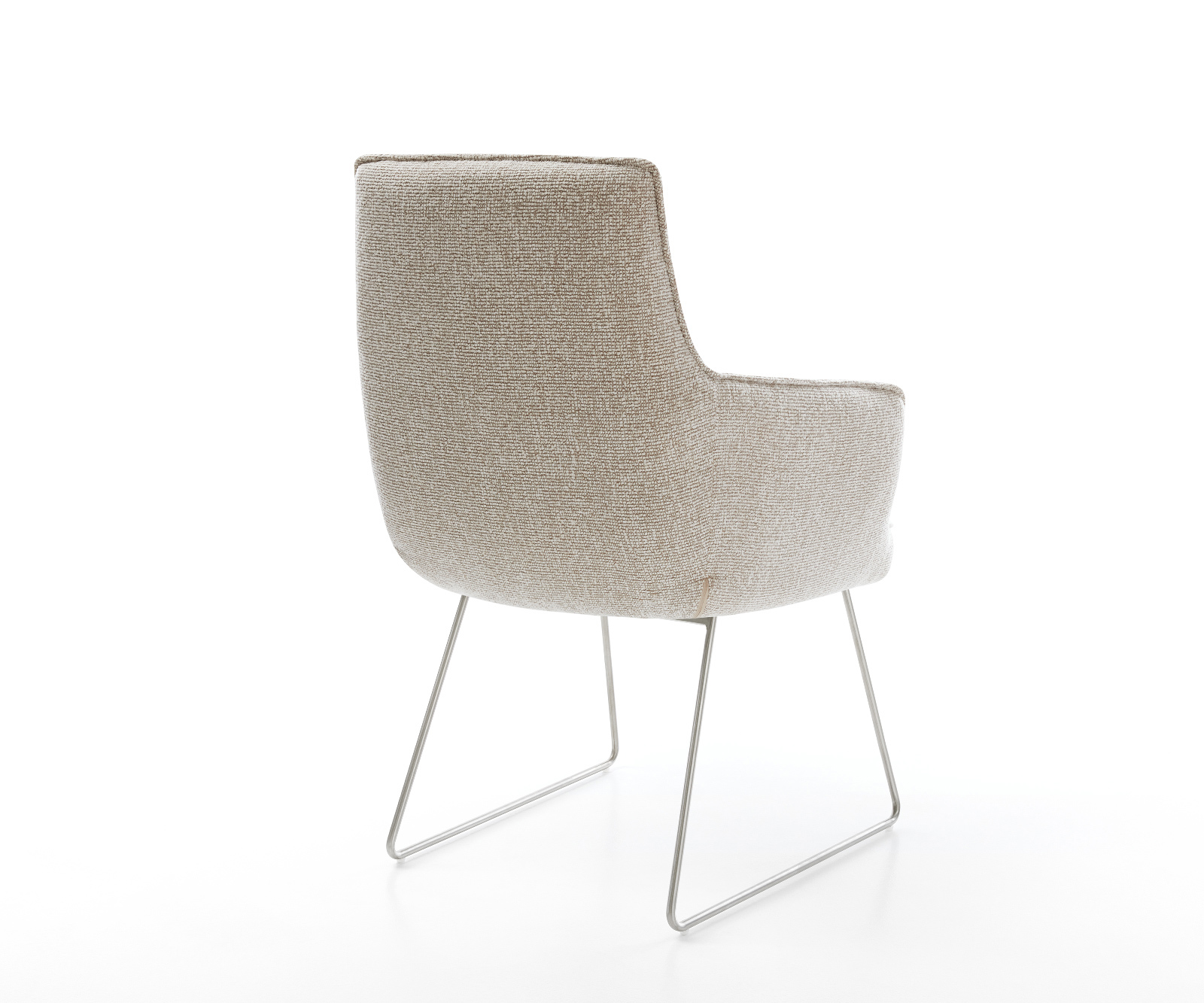 Jídelní židle Heira-Flex s područkami látka Měkký béžová tenká podnož nerezová ocel taštičkové pružiny - Obrázek 5