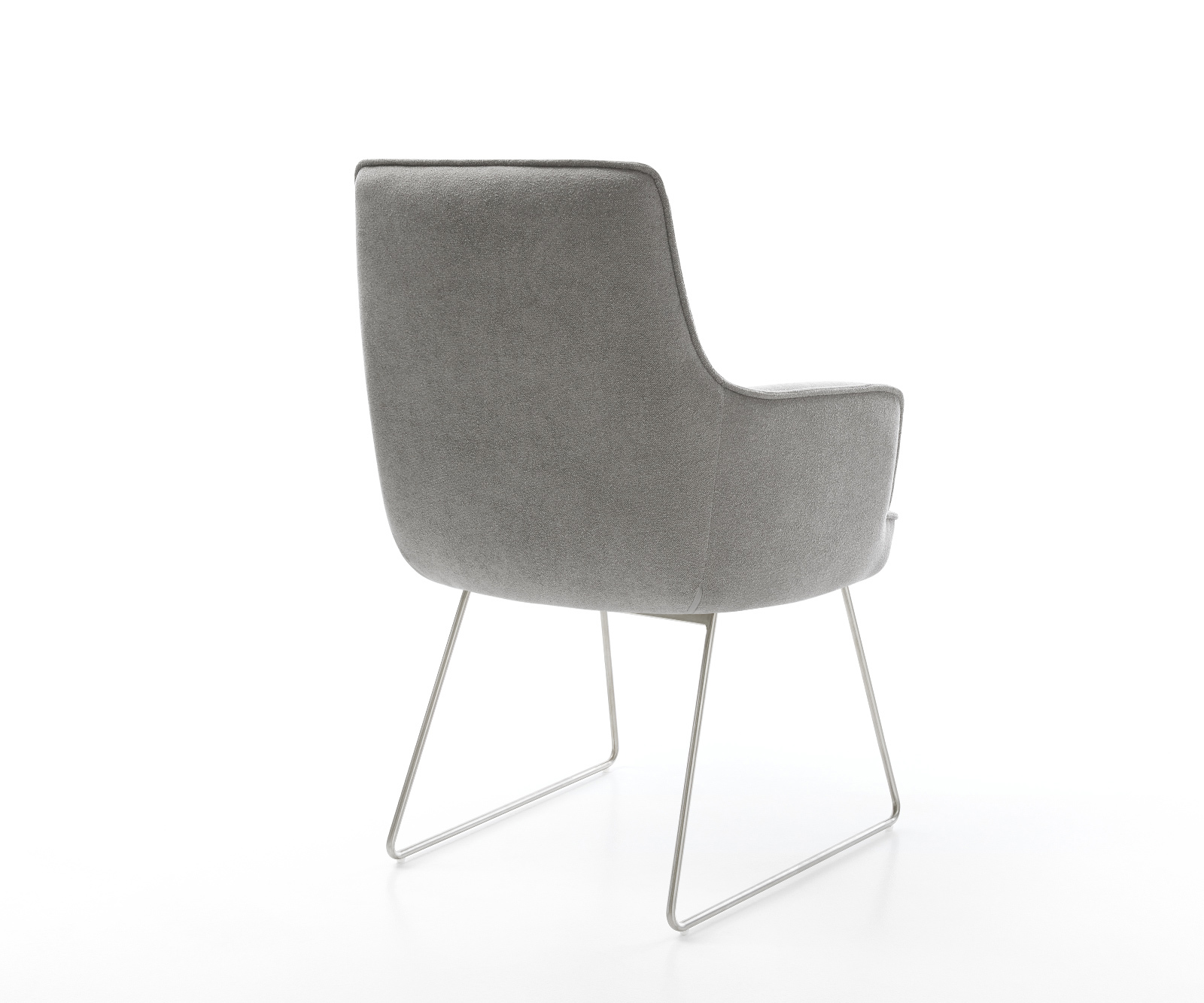 Jídelní židle Heira-Flex s područkami strukturovaná látka Měkký šedá tenká podnož nerezová ocel taštičkové pružiny - Obrázek 5