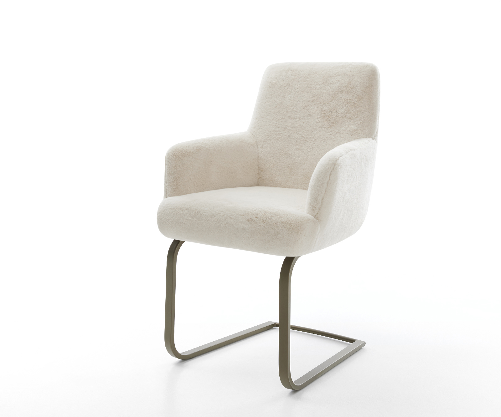 Jídelní židle Heira-Flex s područkami plyšový manšestr krémovo-bílá jídelní židle plochá titanová barva taštičkové pružiny