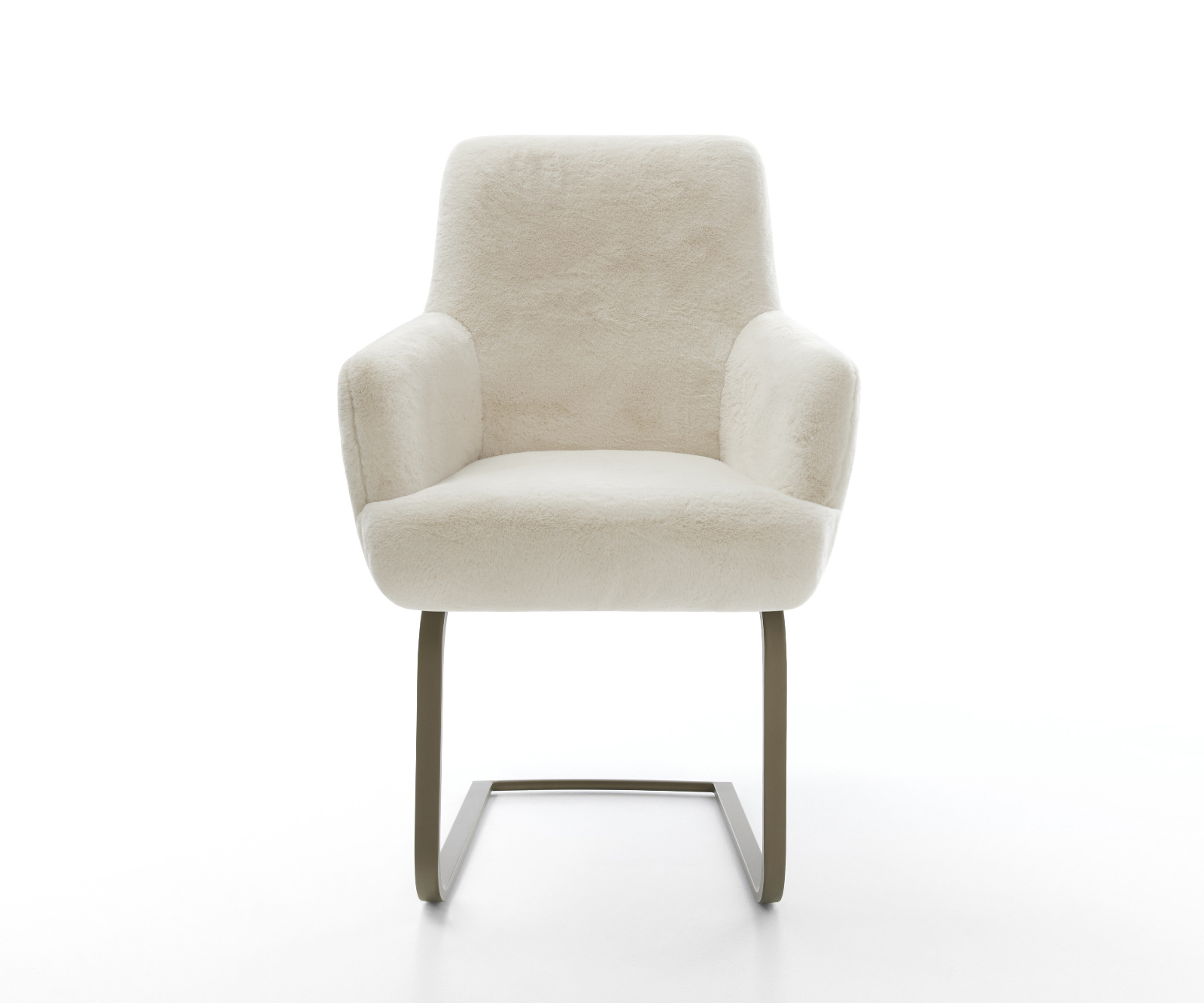 Jídelní židle Heira-Flex s područkami plyšový manšestr krémovo-bílá jídelní židle plochá titanová barva taštičkové pružiny - Obrázek 2