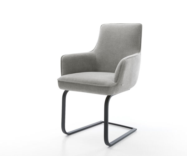 Jídelní židle Heira-Flex s područkami strukturovaná látka Měkký šedá jídelní židle plochá černá taštičkové pružiny