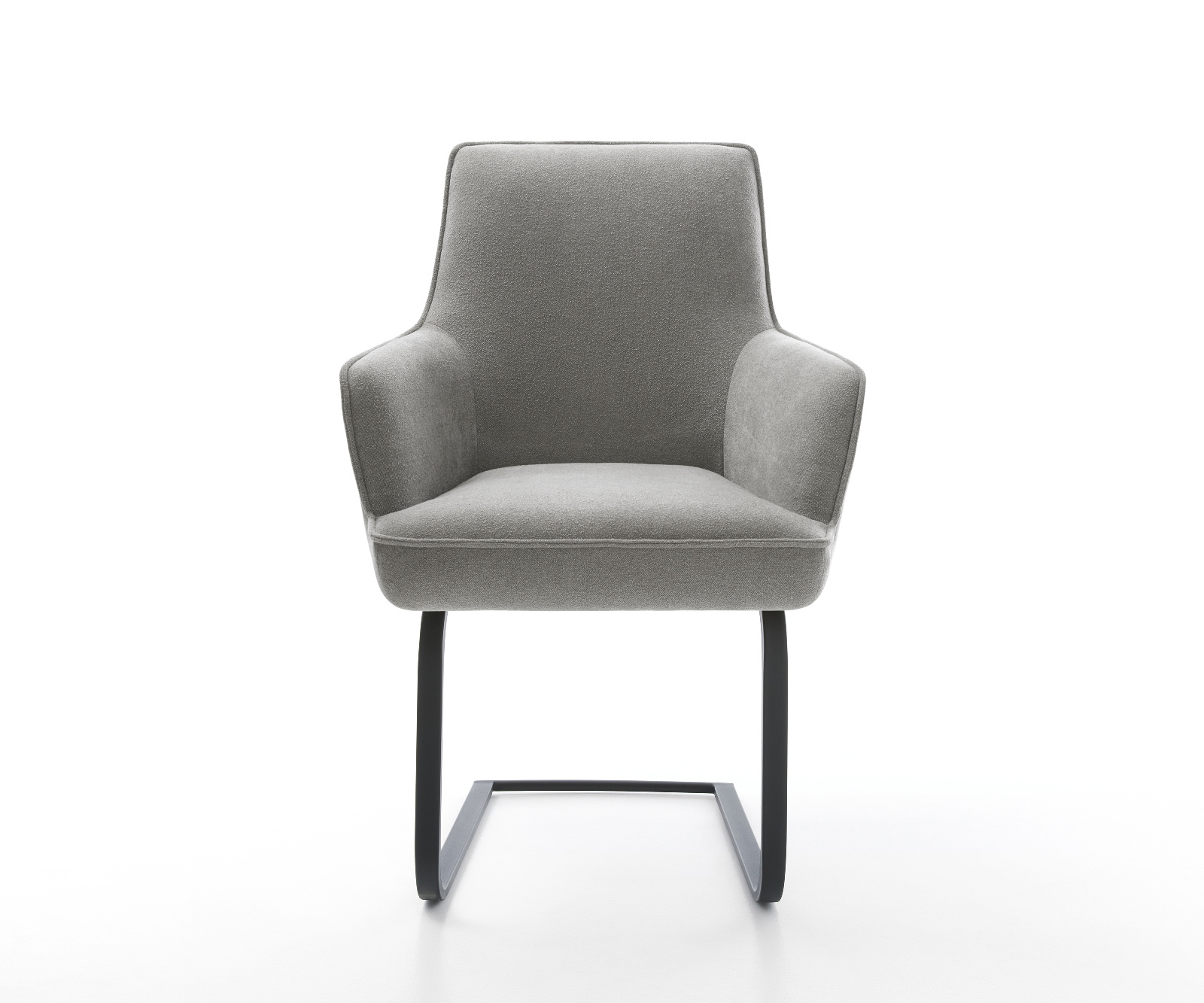 Jídelní židle Heira-Flex s područkami strukturovaná látka Měkký šedá jídelní židle plochá černá taštičkové pružiny - Obrázek 2